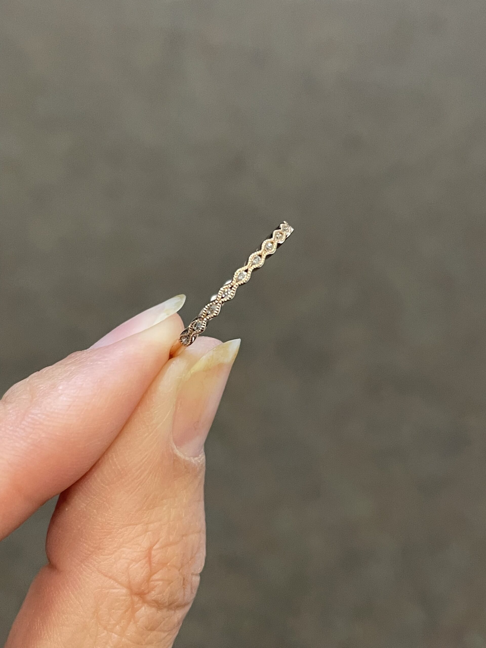 14k Rose Gold Genuine .12 Cttw Round Brilliant Cut Diamond Delicate Wavy Band - Image 4