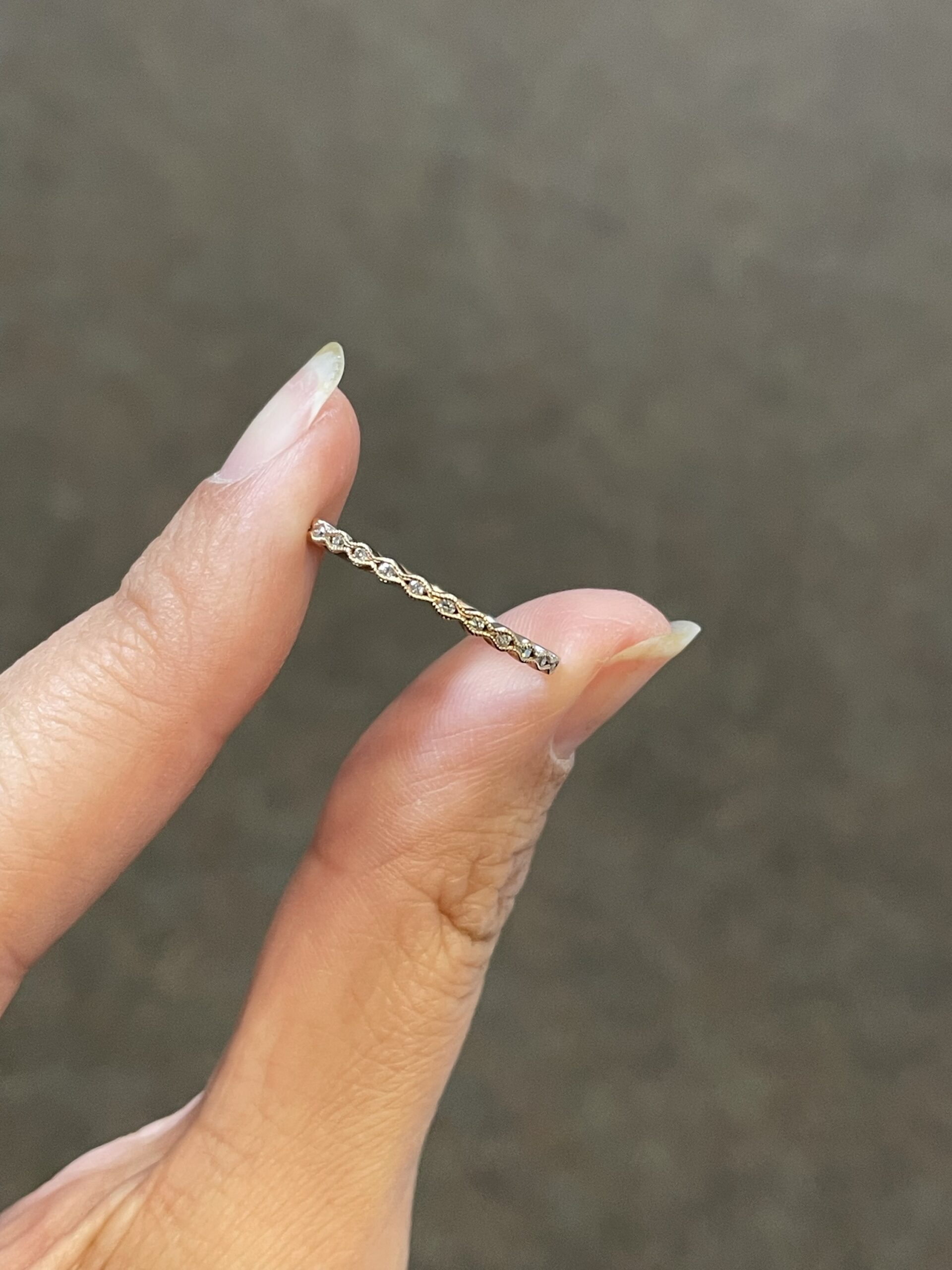 14k Rose Gold Genuine .12 Cttw Round Brilliant Cut Diamond Delicate Wavy Band - Image 2