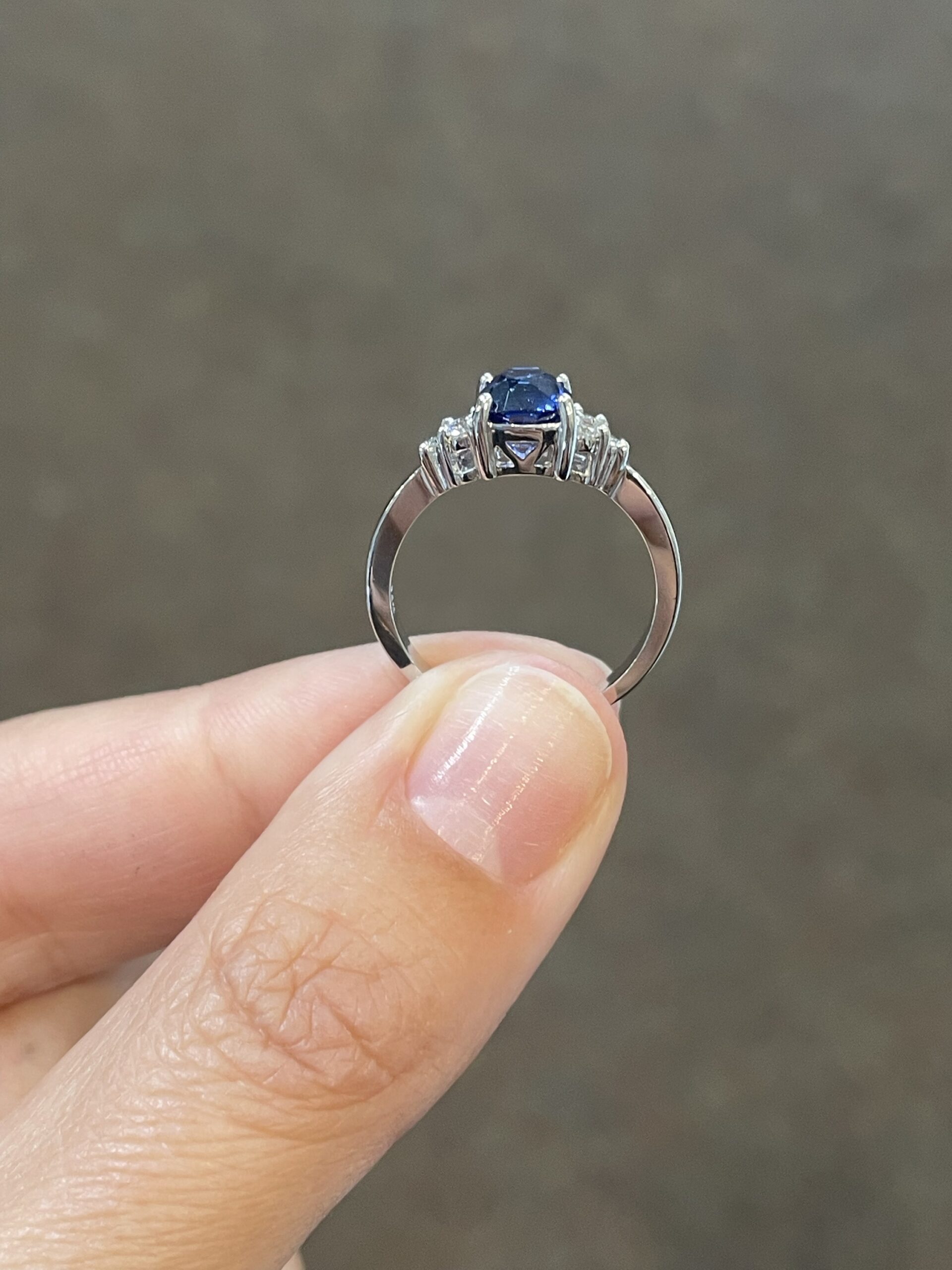 14k White Gold Genuine Cushion Cut 1.28 Carat Ceylon Sapphire & .09 Cttw Diamond Ring - Image 21