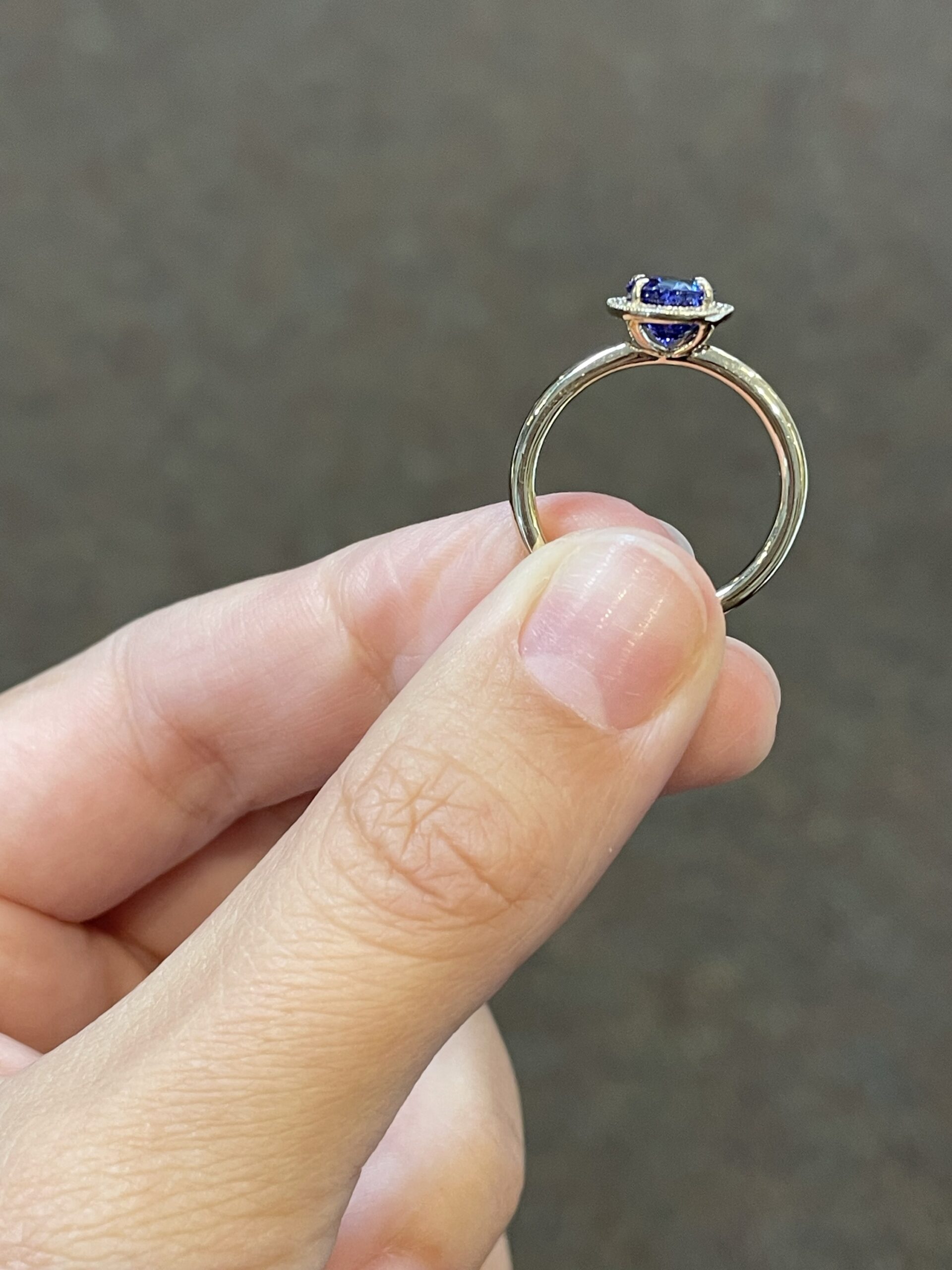 14k Yellow Gold Genuine 1.70 carat Tanzanite & .13 Cttw Round Brilliant Cut Diamond Halo Ring With Tubular Shank - Image 30