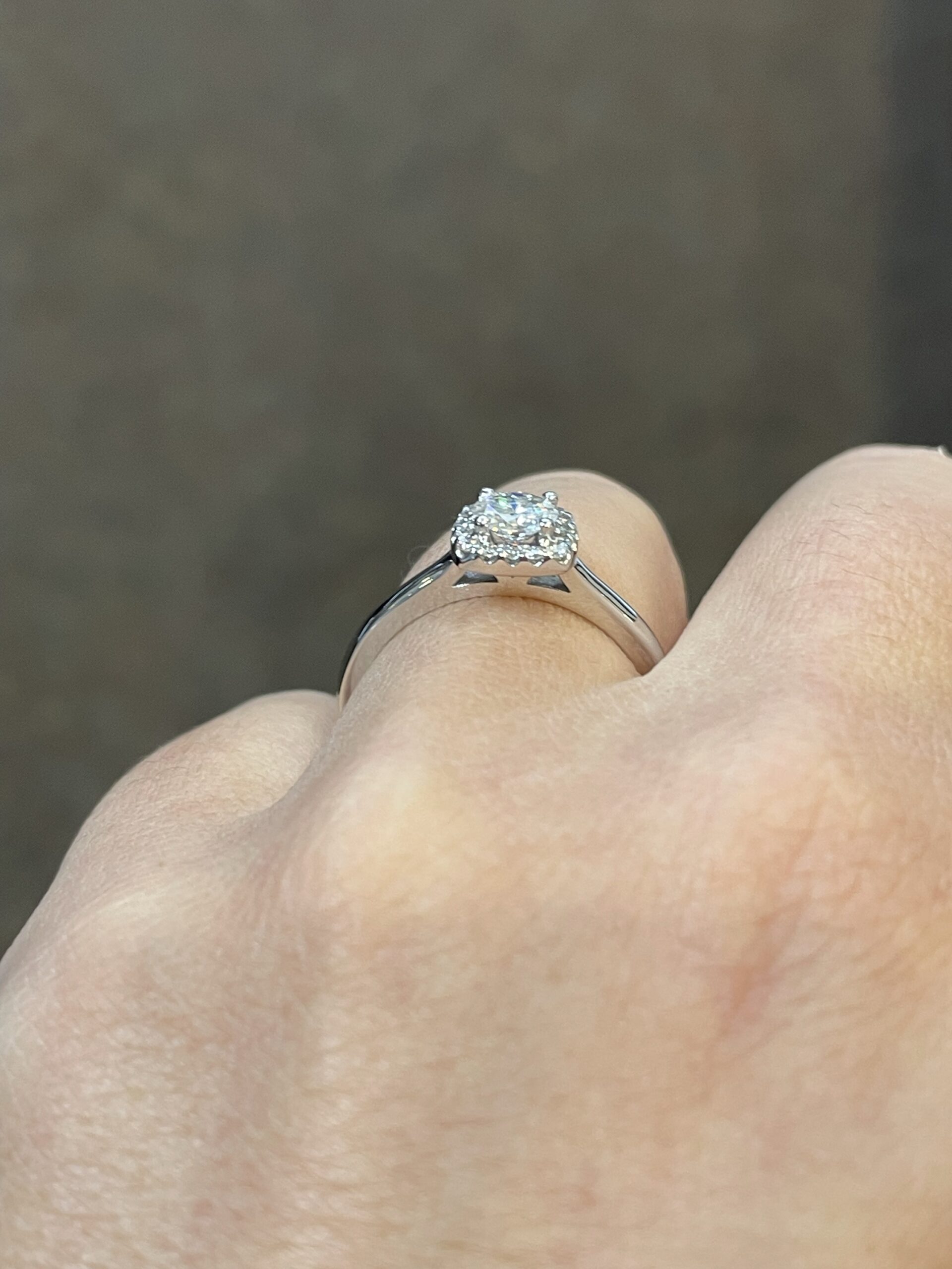 14k White Gold 5 MM Moissanite & Diamond Halo Ring - Image 21