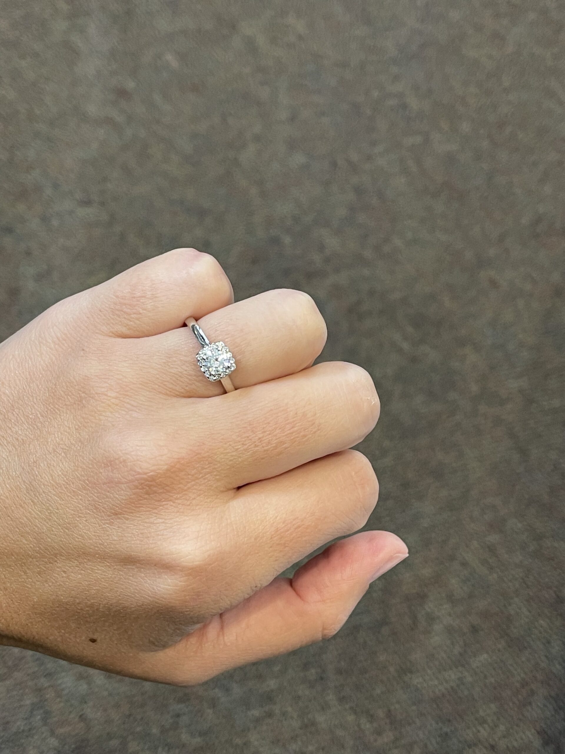 14k White Gold 5 MM Moissanite & Diamond Halo Ring - Image 15