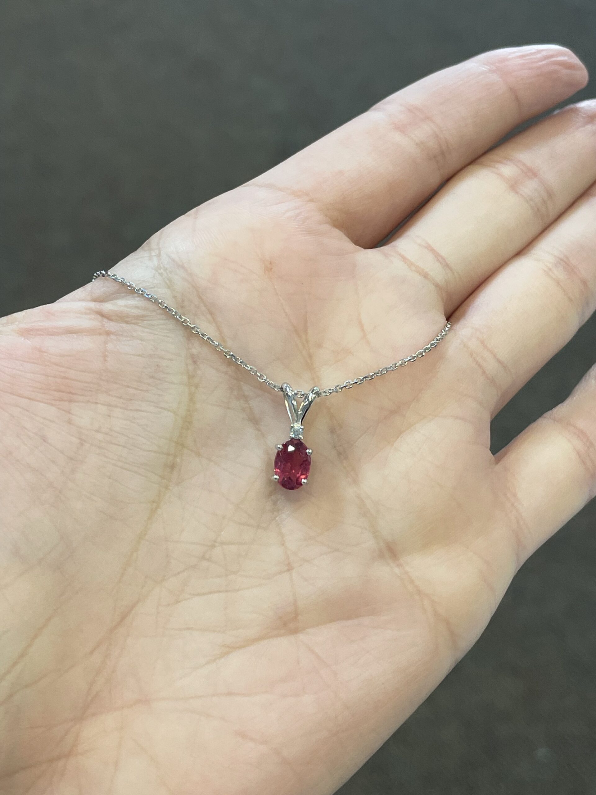 14k White Gold Genuine Pink Tourmaline & Diamond Pendant - Image 10