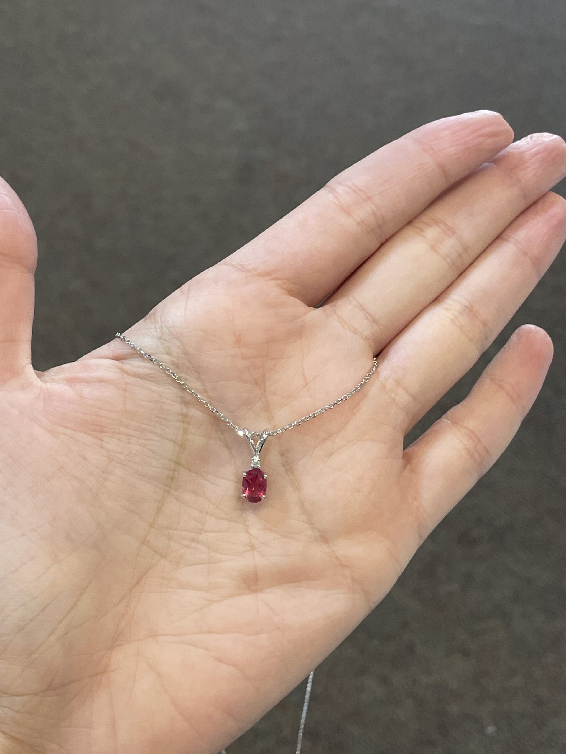 14k White Gold Genuine Pink Tourmaline & Diamond Pendant - Image 11