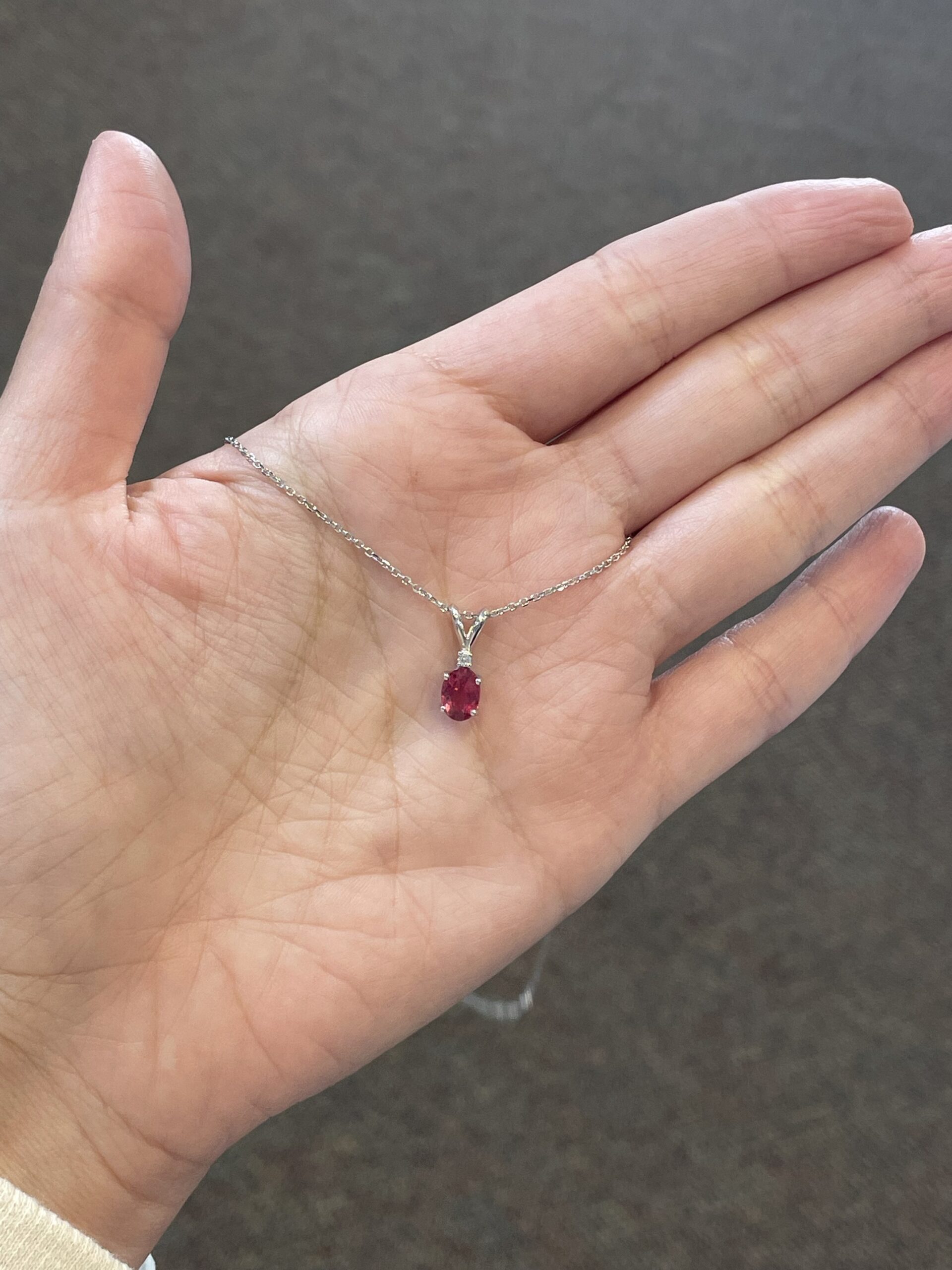 14k White Gold Genuine Pink Tourmaline & Diamond Pendant - Image 12