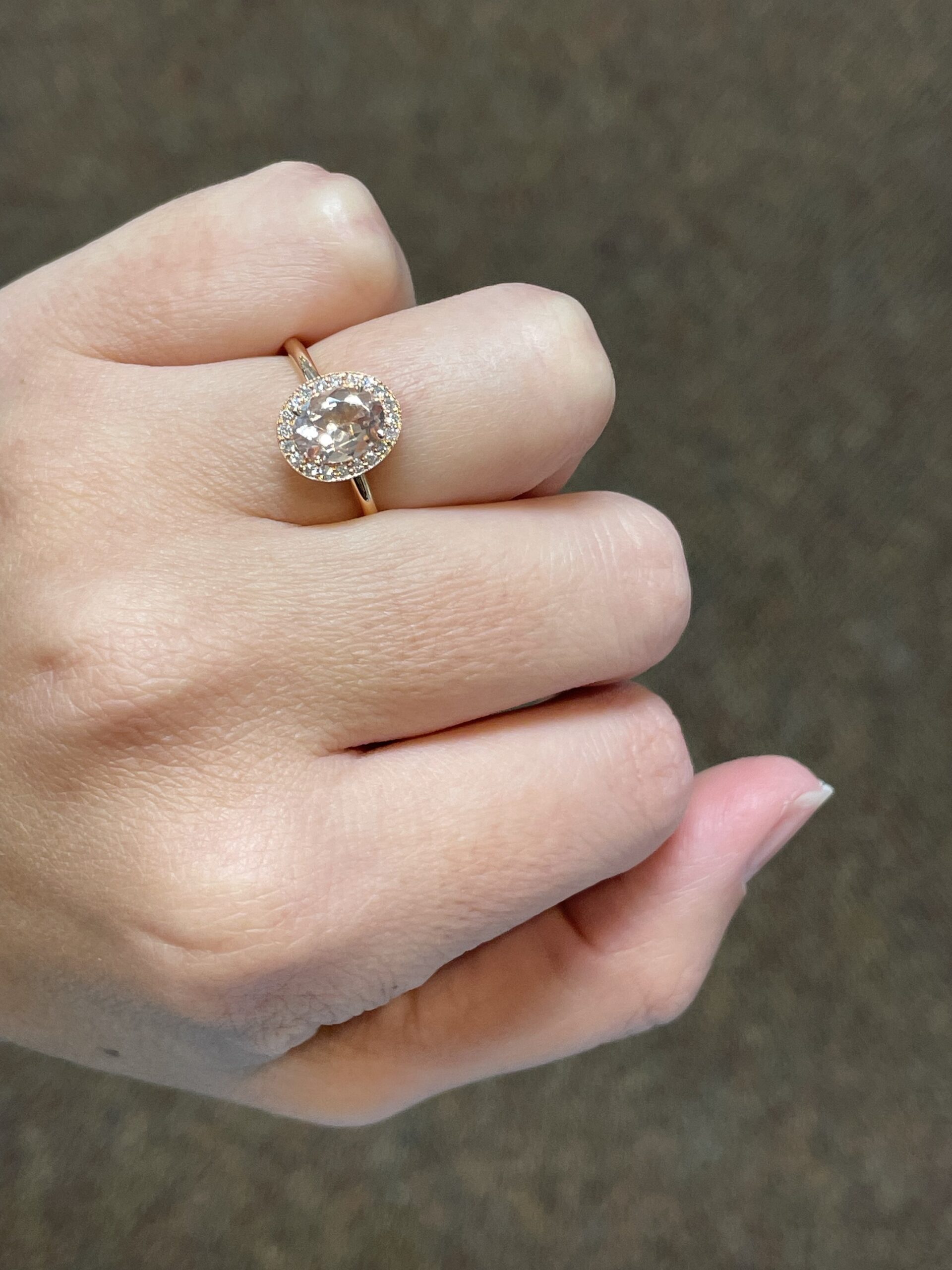 14k Rose Gold Genuine 1.07 Cttw Oval Shaped Morganite & Diamond Halo Ring With Tubular Shank - Image 13