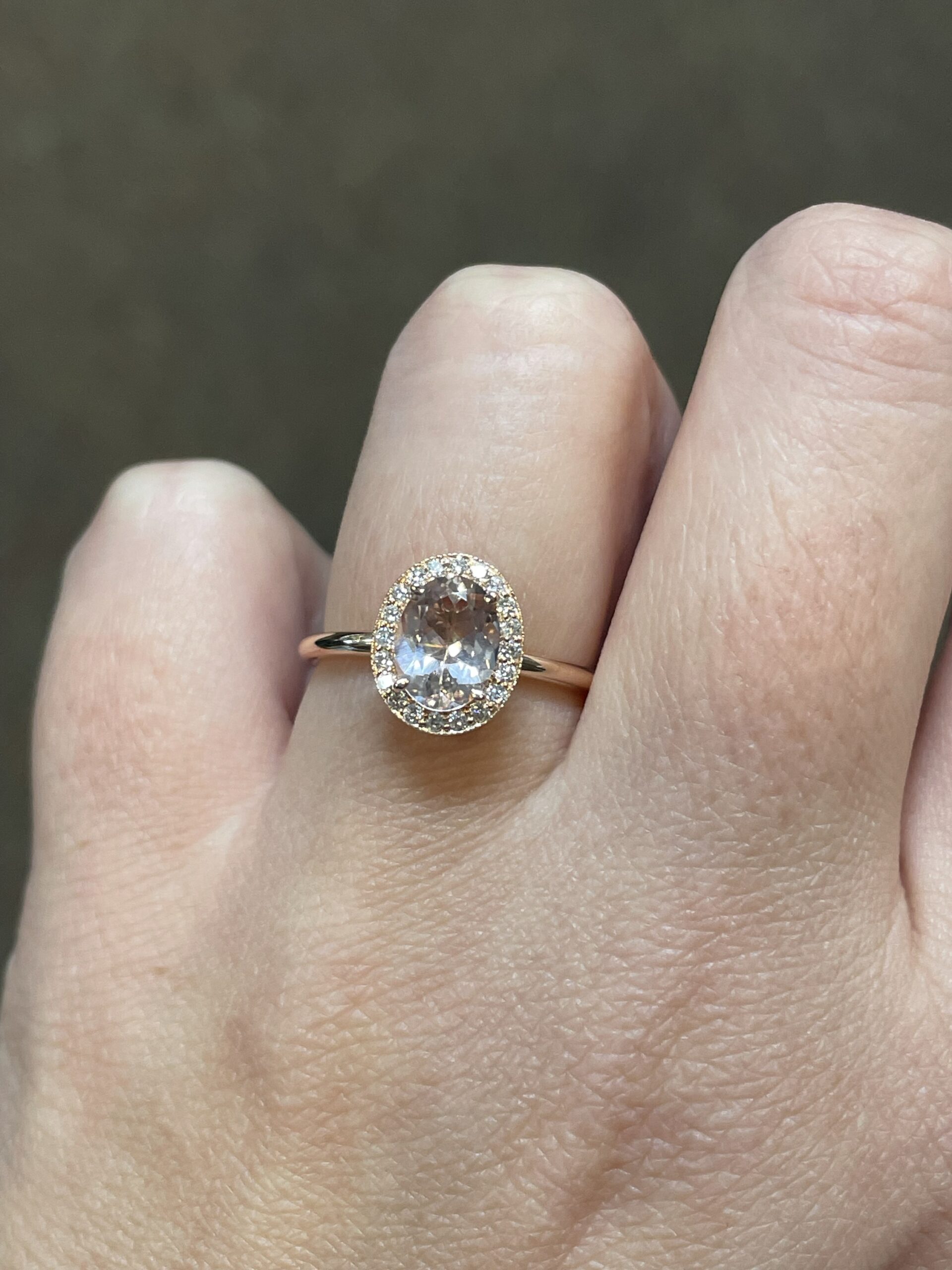 14k Rose Gold Genuine 1.07 Cttw Oval Shaped Morganite & Diamond Halo Ring With Tubular Shank - Image 11