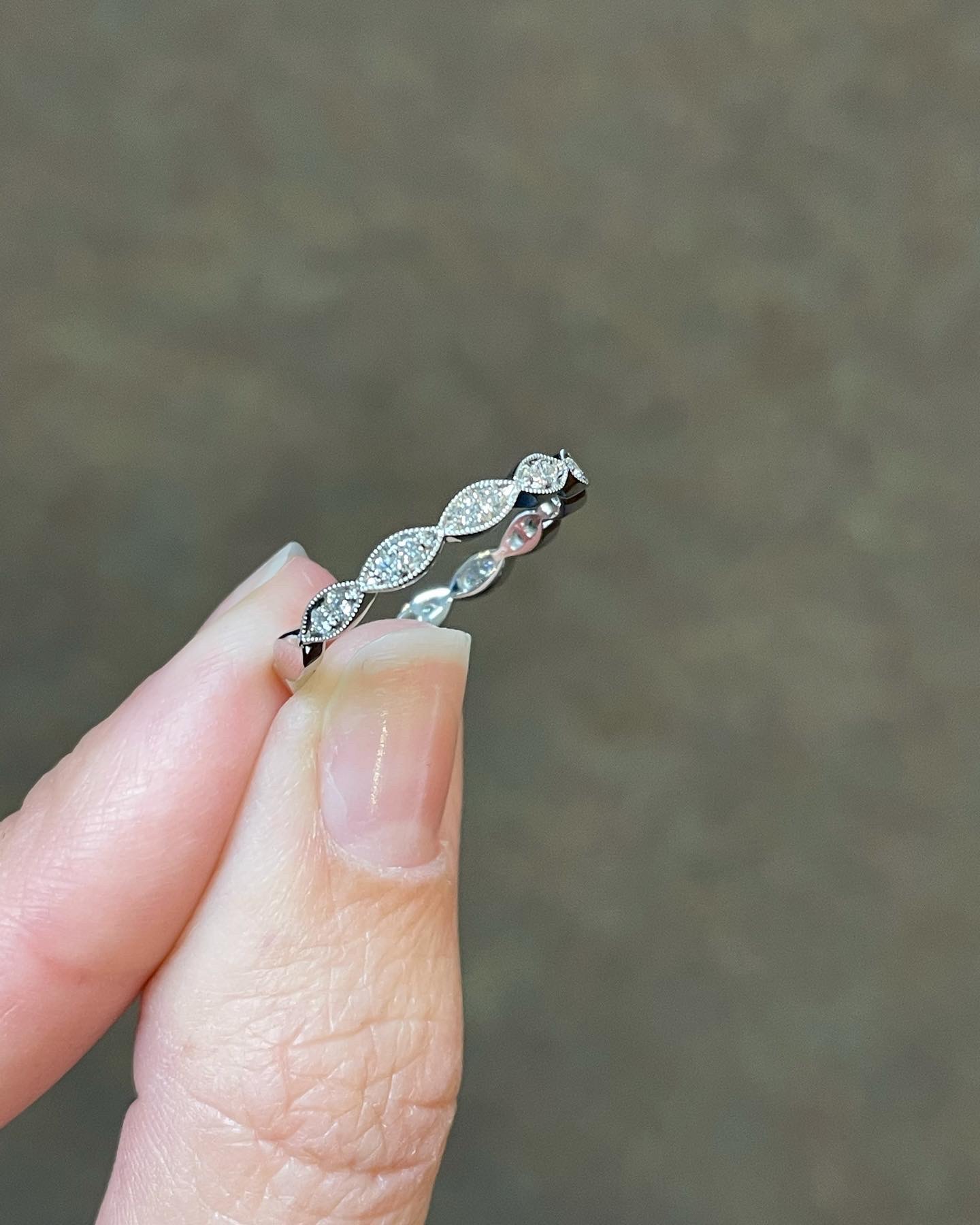 14k White Gold Marquise Motif .18 Cttw Genuine Round Brilliant Cut - Image 3