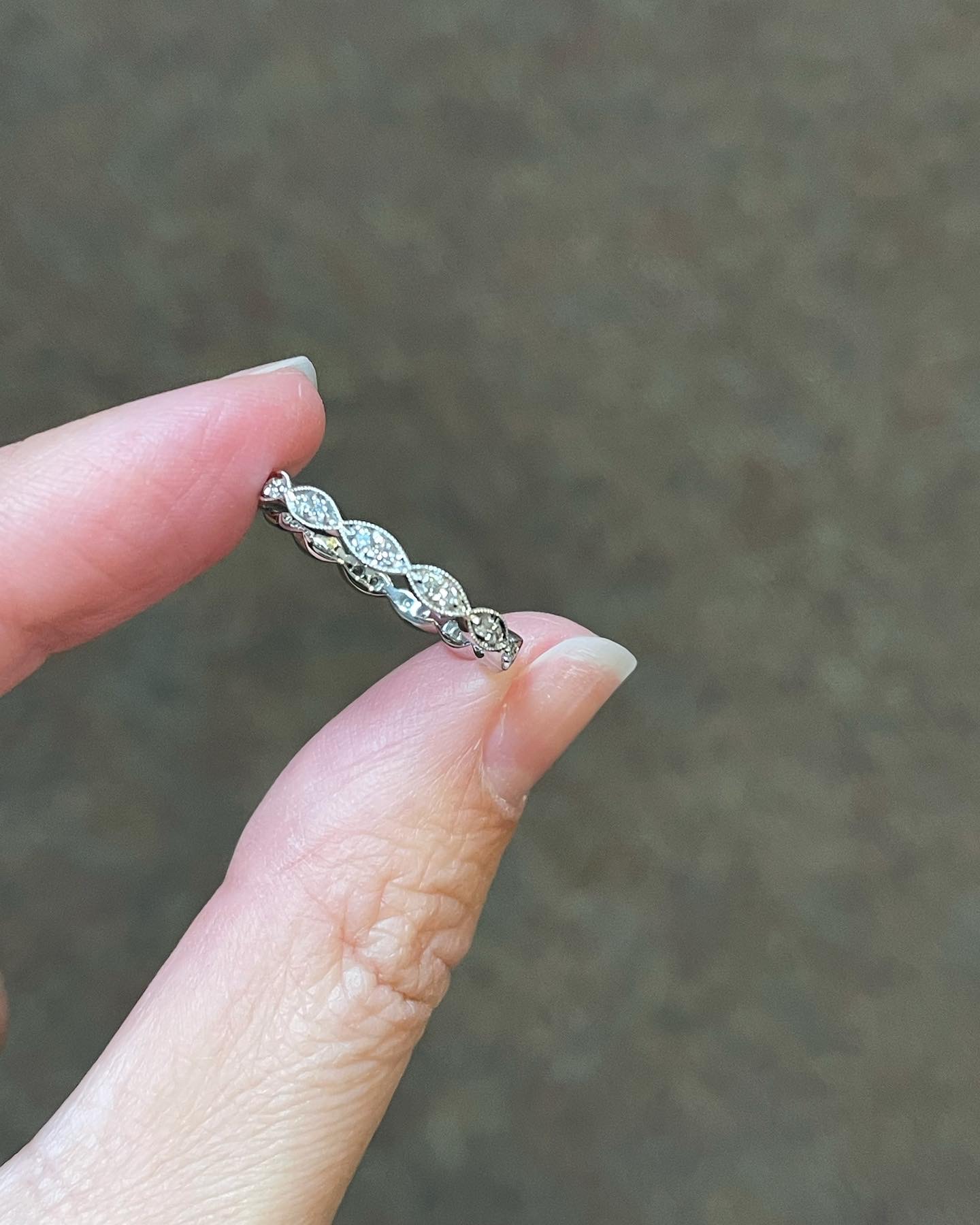 14k White Gold Marquise Motif .18 Cttw Genuine Round Brilliant Cut - Image 2