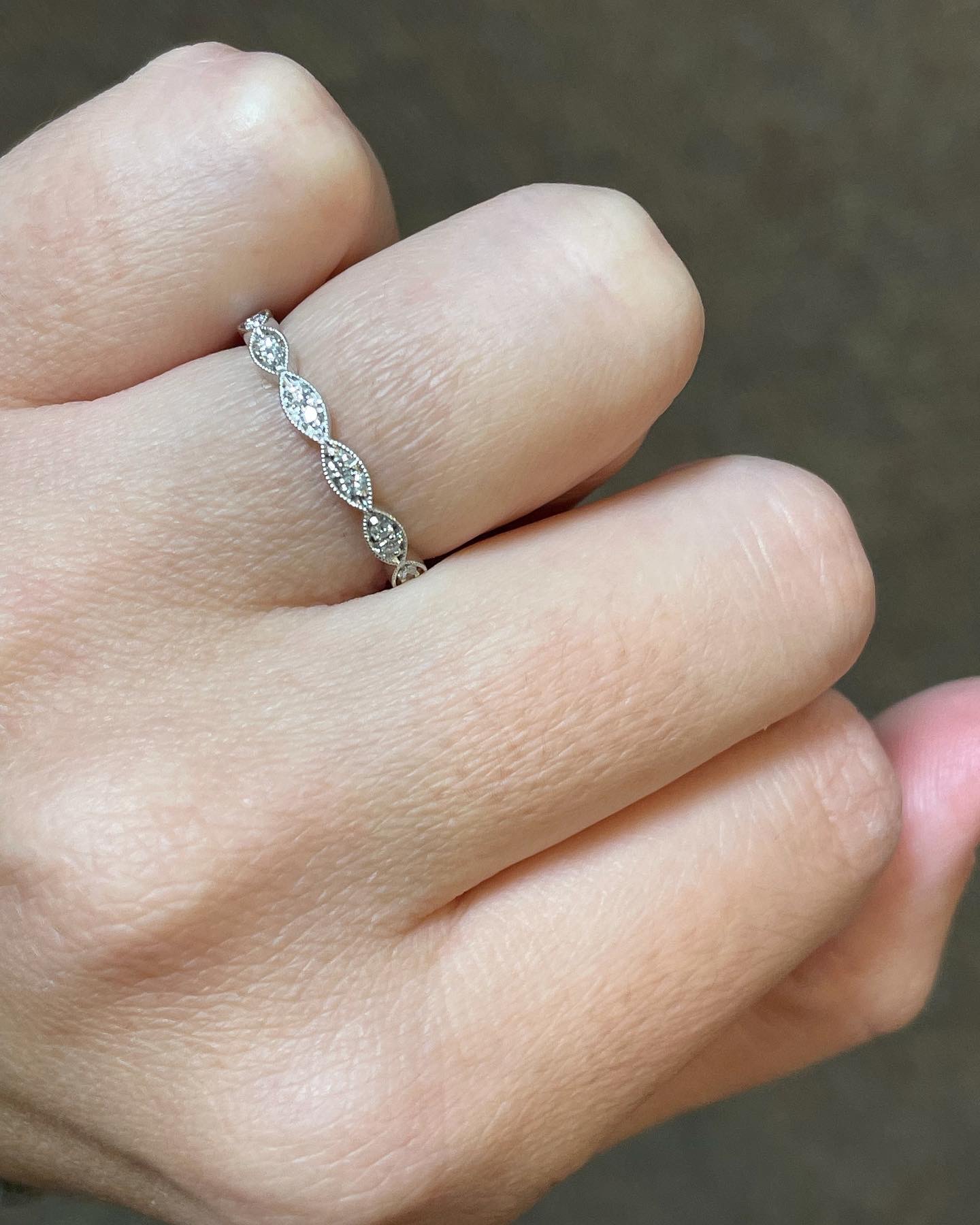 14k White Gold Marquise Motif .18 Cttw Genuine Round Brilliant Cut - Image 7