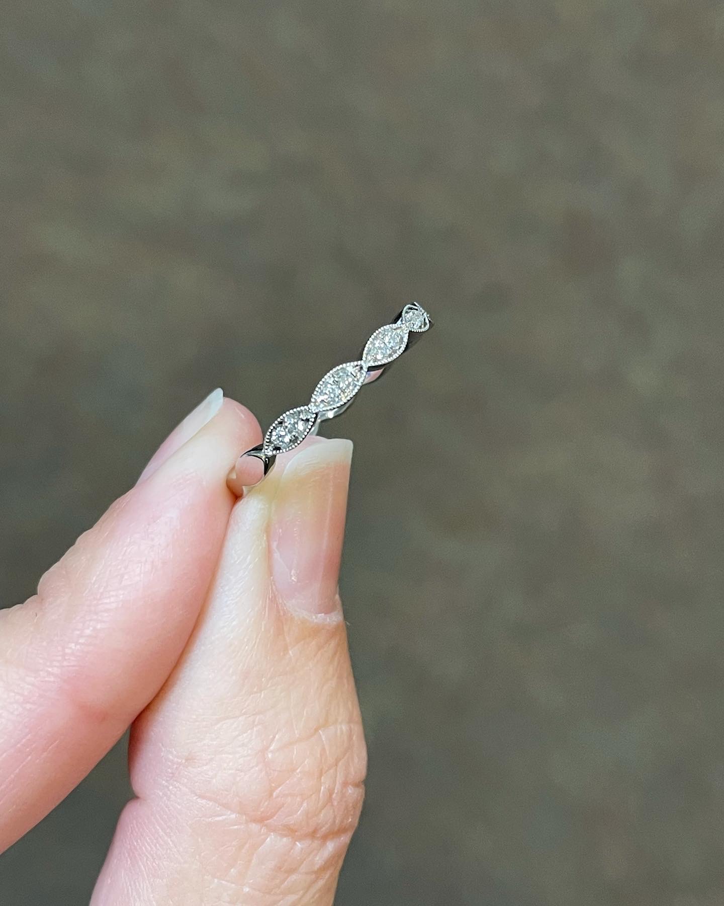 14k White Gold Marquise Motif .18 Cttw Genuine Round Brilliant Cut - Image 4