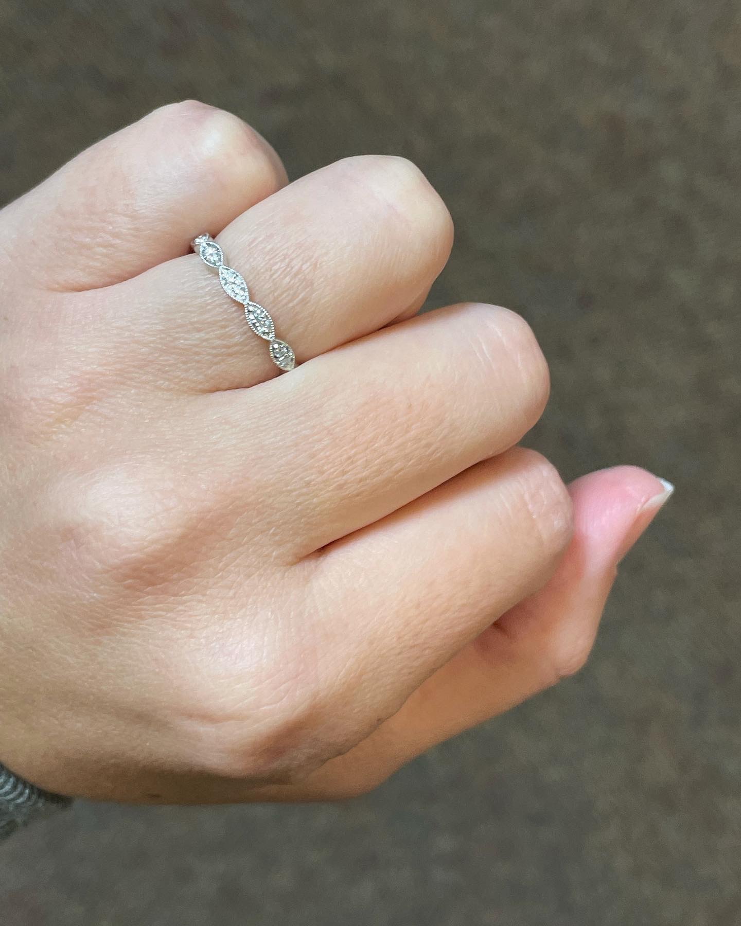 14k White Gold Marquise Motif .18 Cttw Genuine Round Brilliant Cut - Image 6