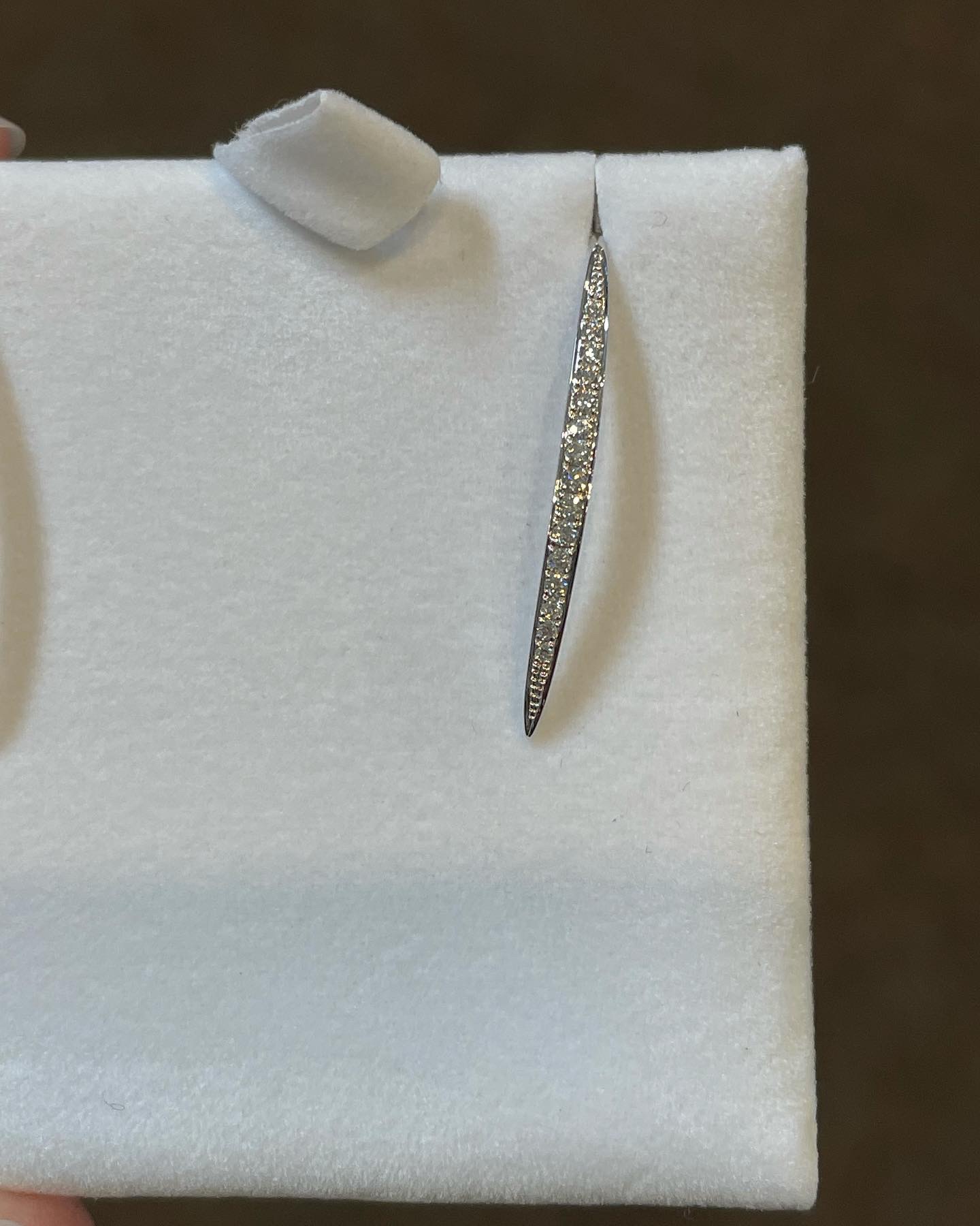 14k White Gold Genuine .21 Cttw Diamond Dagger Dangle Earrings - Image 3