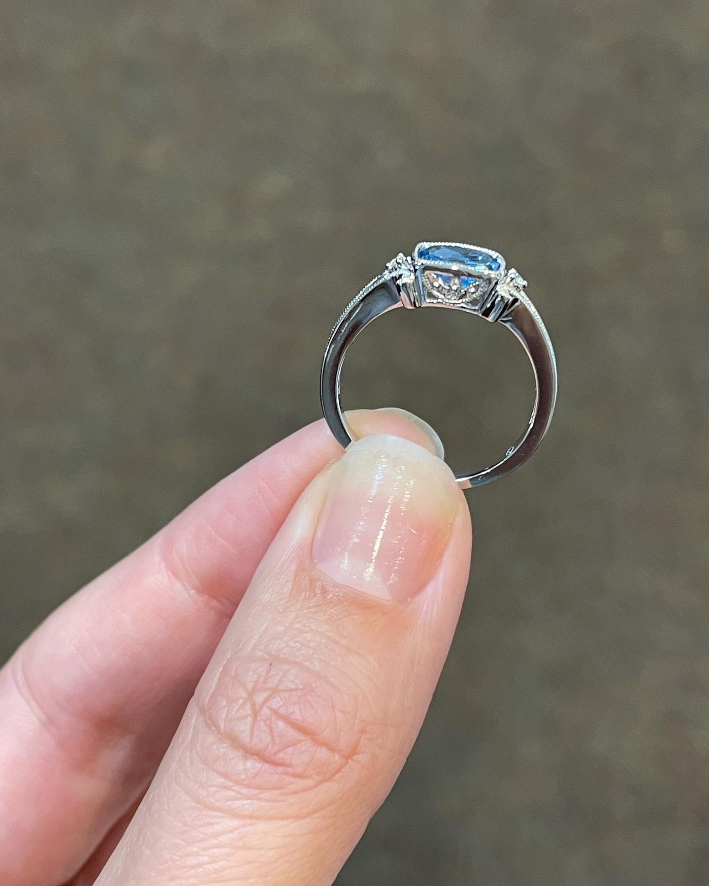 14k White Gold Genuine 1.14 Cttw Bezel Set Blue Topaz & Diamond Ring - Image 12