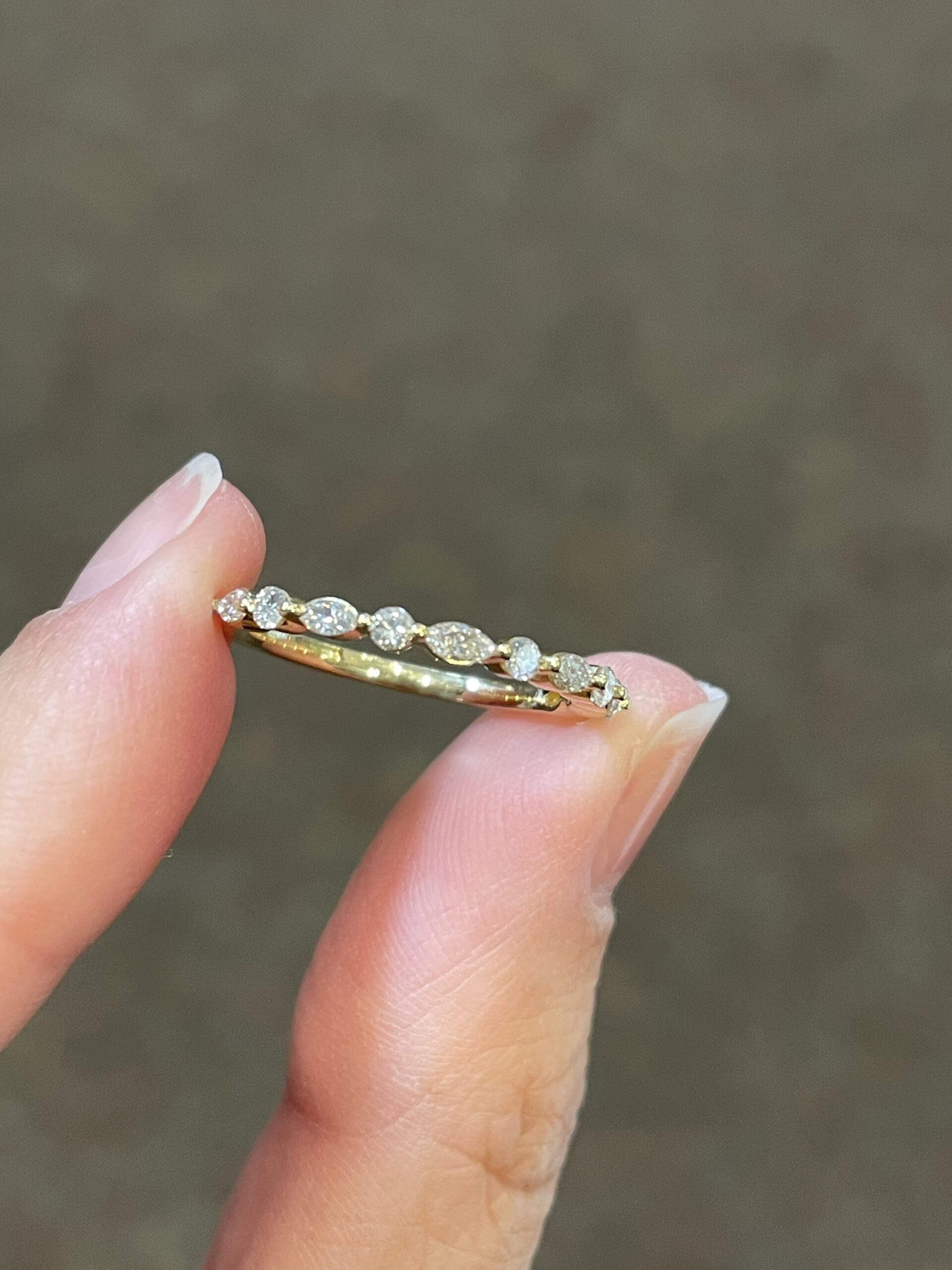 14k Yellow Gold Genuine .42 Cttw Round Brilliant Cut & Marquise Shaped Diamond Band - Image 2