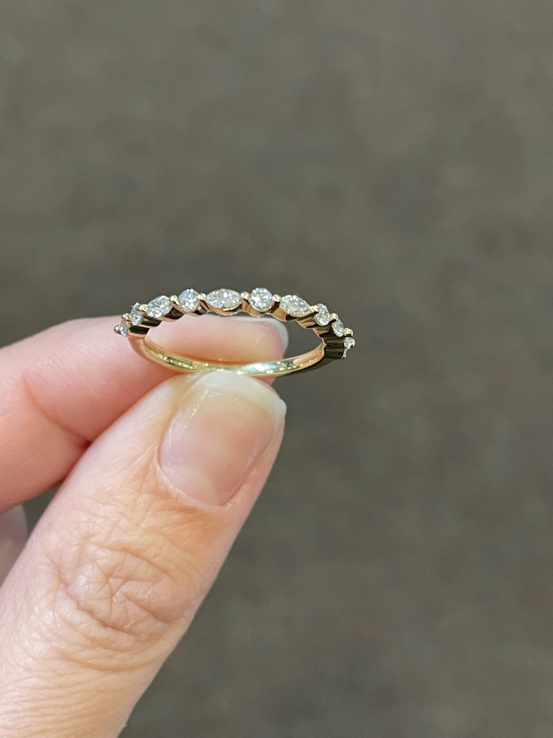 14k Yellow Gold Genuine .42 Cttw Round Brilliant Cut & Marquise Shaped Diamond Band - Image 4