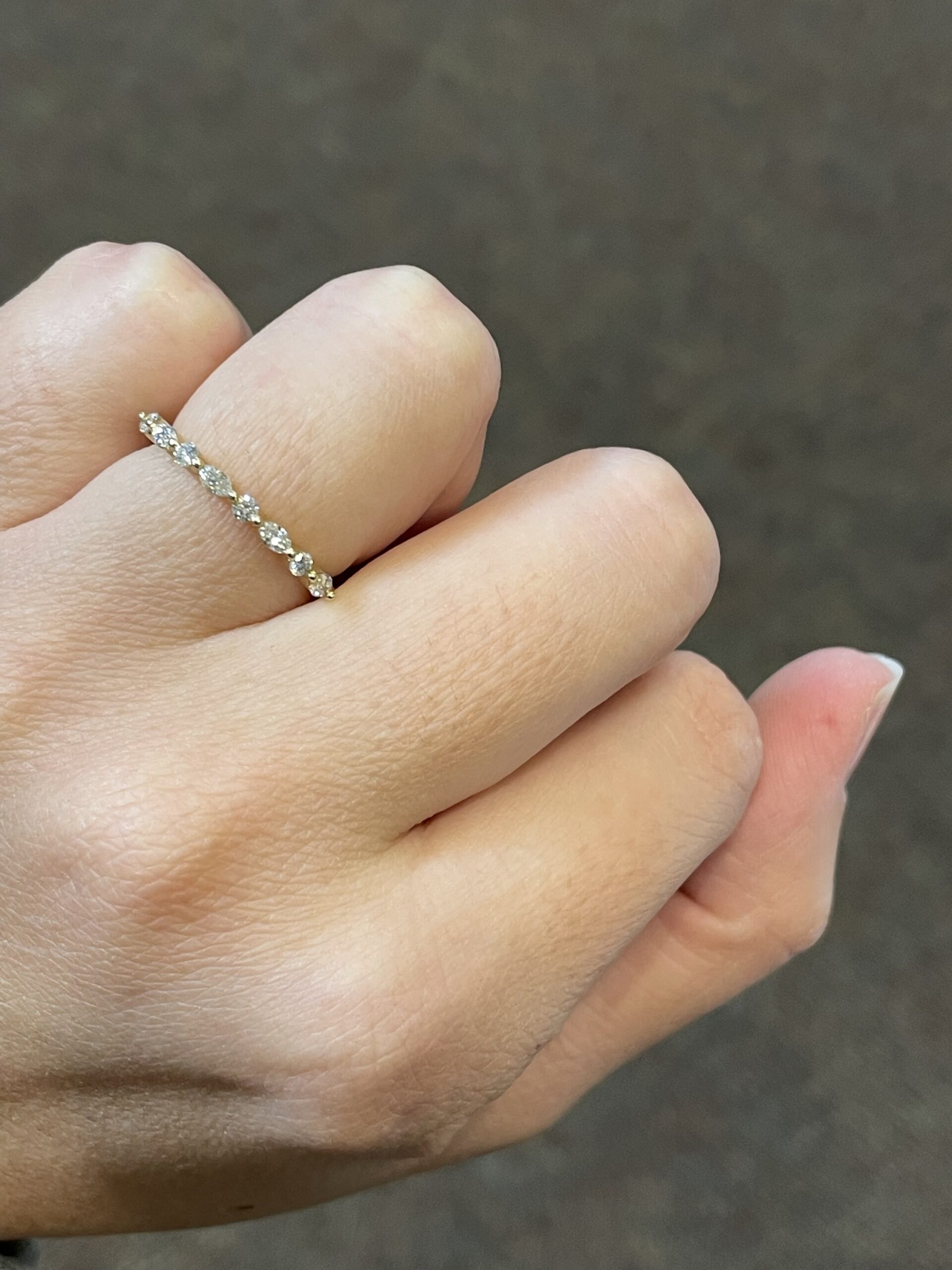 14k Yellow Gold Genuine .42 Cttw Round Brilliant Cut & Marquise Shaped Diamond Band - Image 6