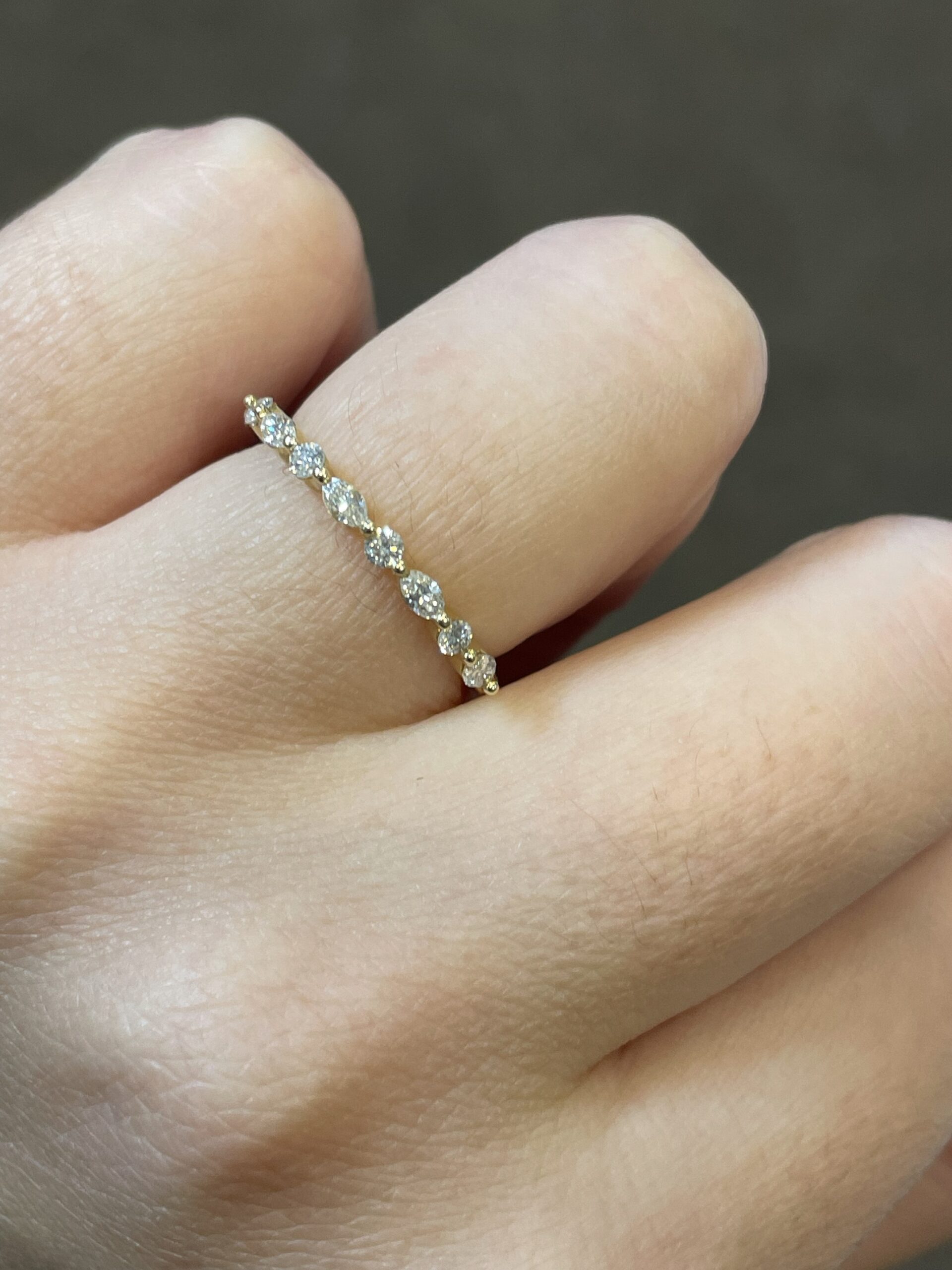 14k Yellow Gold Genuine .42 Cttw Round Brilliant Cut & Marquise Shaped Diamond Band - Image 5