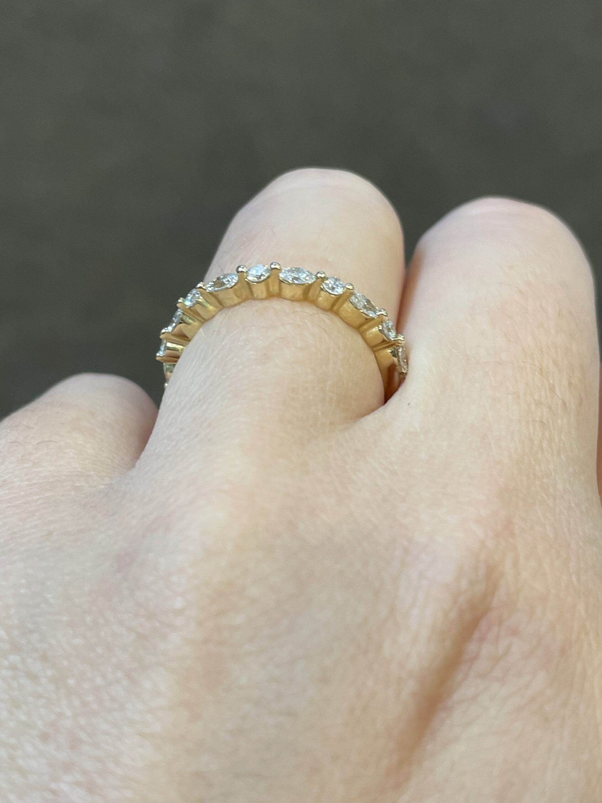 14k Yellow Gold Genuine .42 Cttw Round Brilliant Cut & Marquise Shaped Diamond Band - Image 14