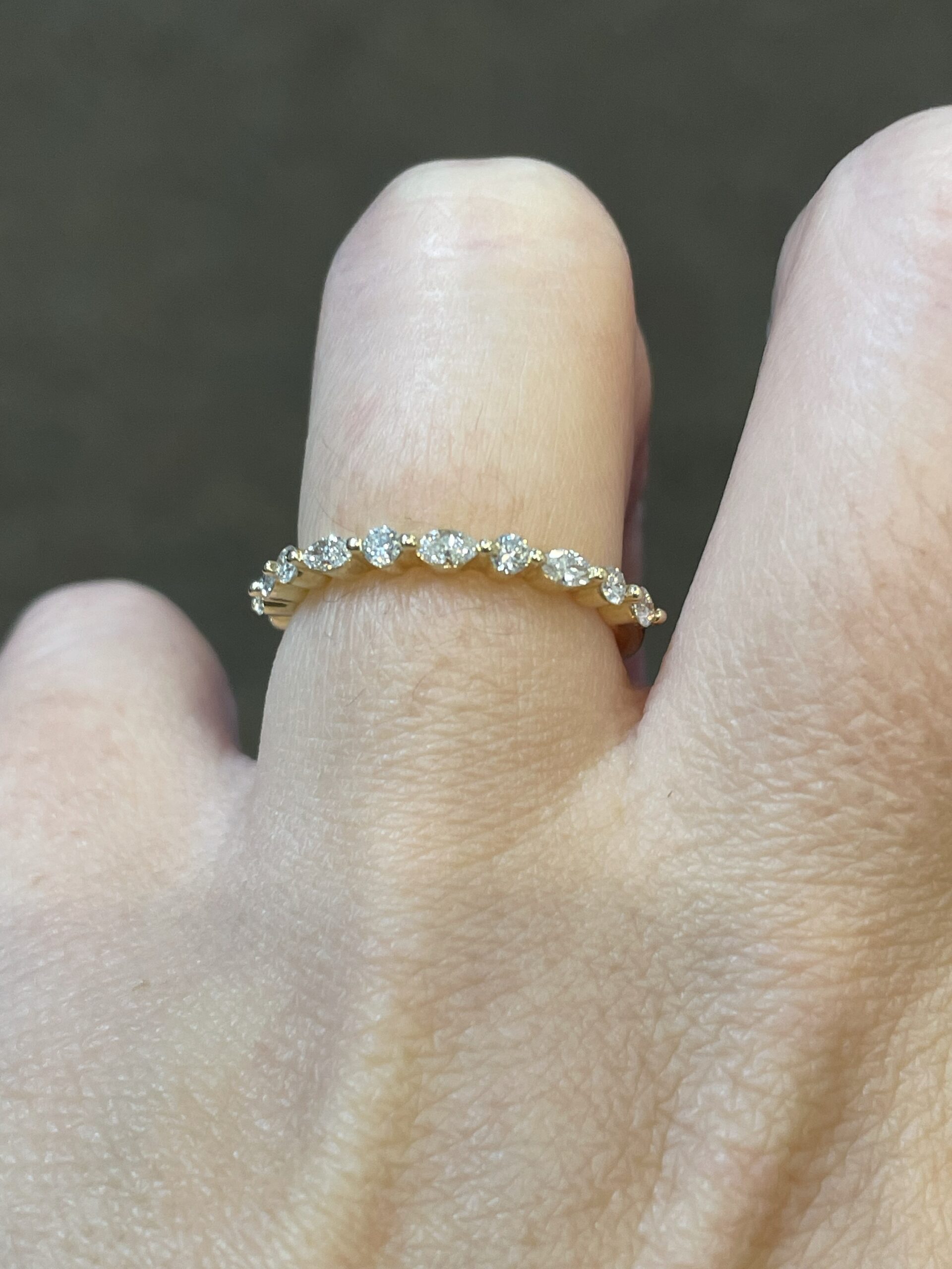 14k Yellow Gold Genuine .42 Cttw Round Brilliant Cut & Marquise Shaped Diamond Band - Image 8