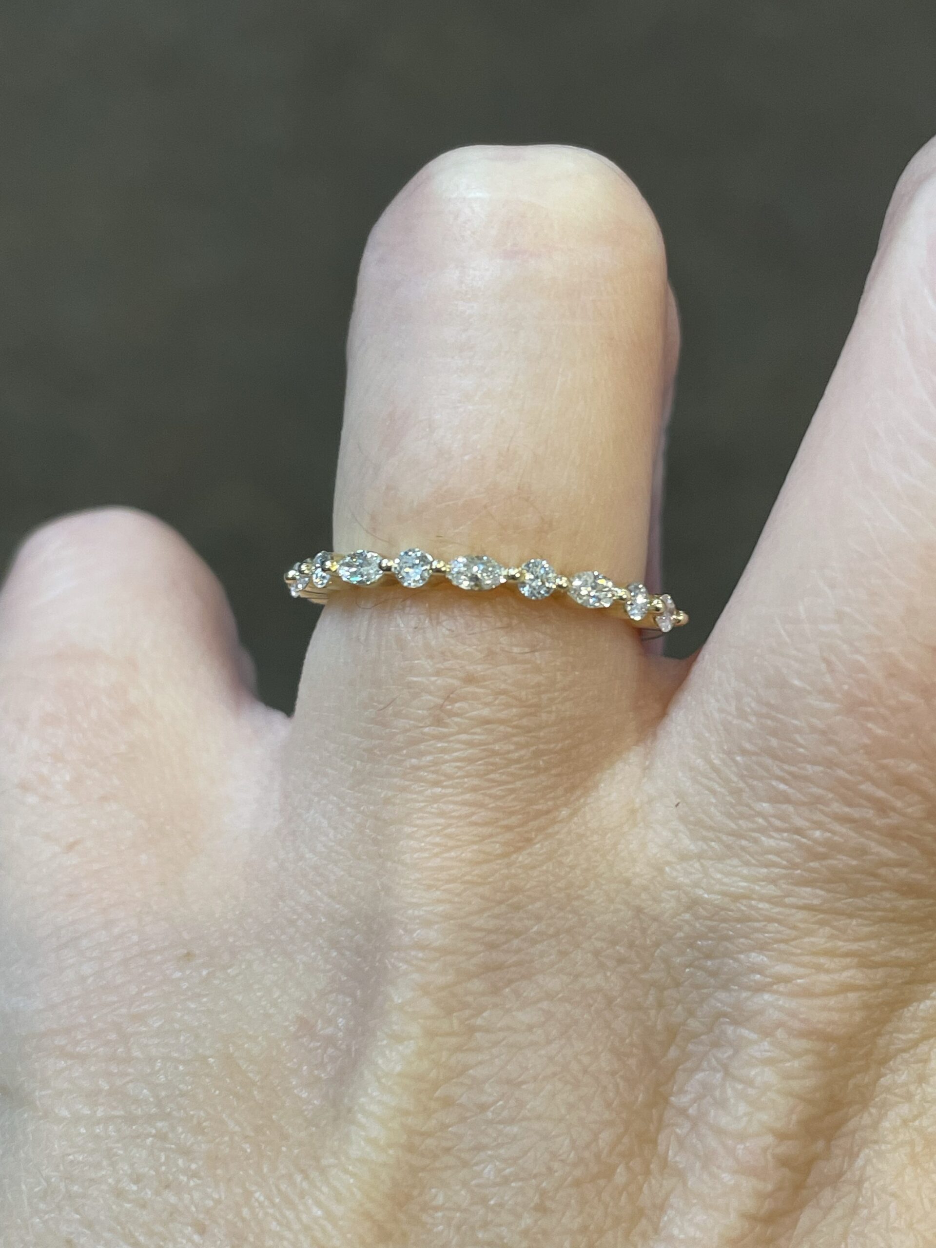 14k Yellow Gold Genuine .42 Cttw Round Brilliant Cut & Marquise Shaped Diamond Band - Image 13