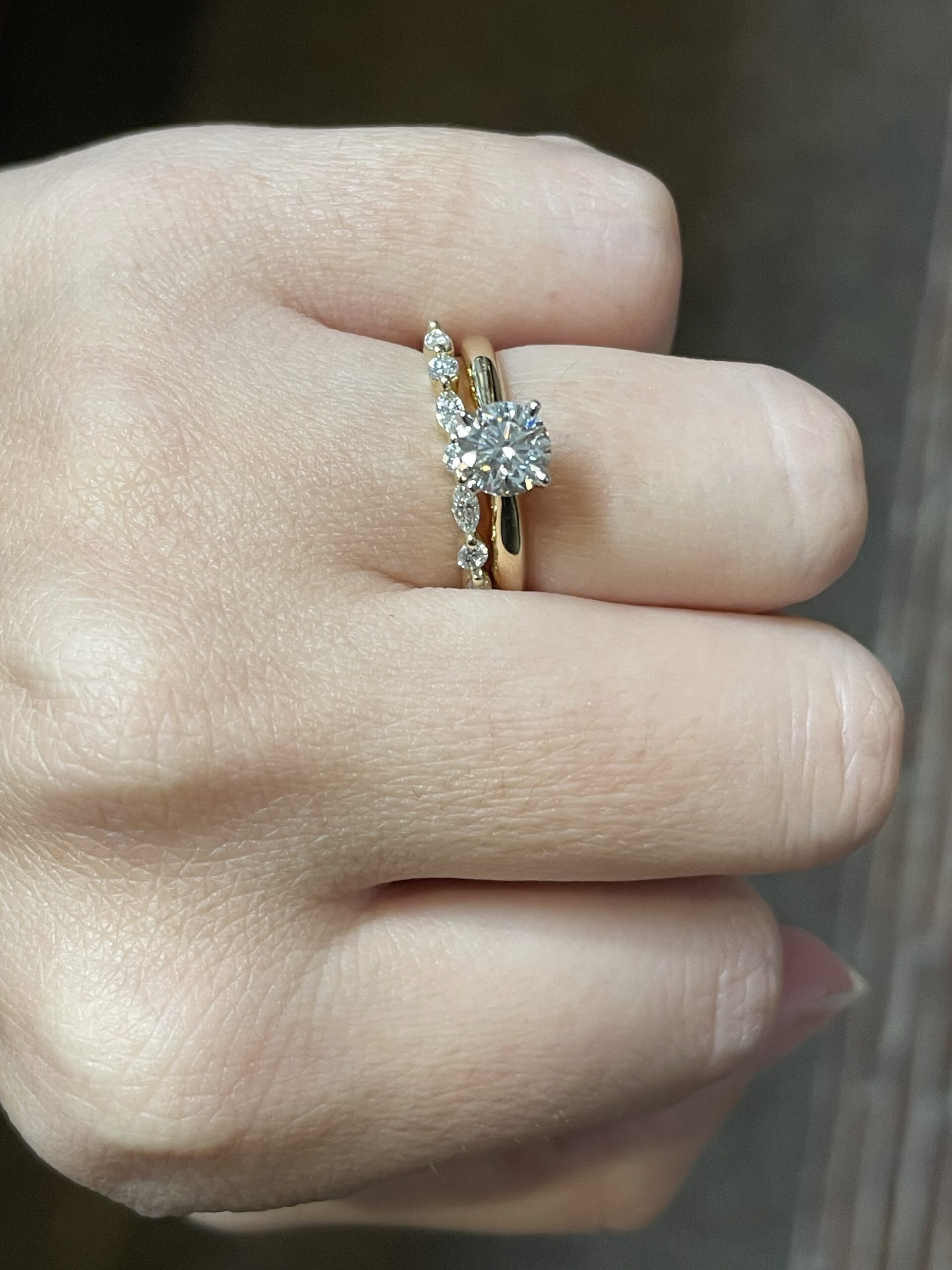 14k Yellow Gold Genuine .42 Cttw Round Brilliant Cut & Marquise Shaped Diamond Band - Image 10