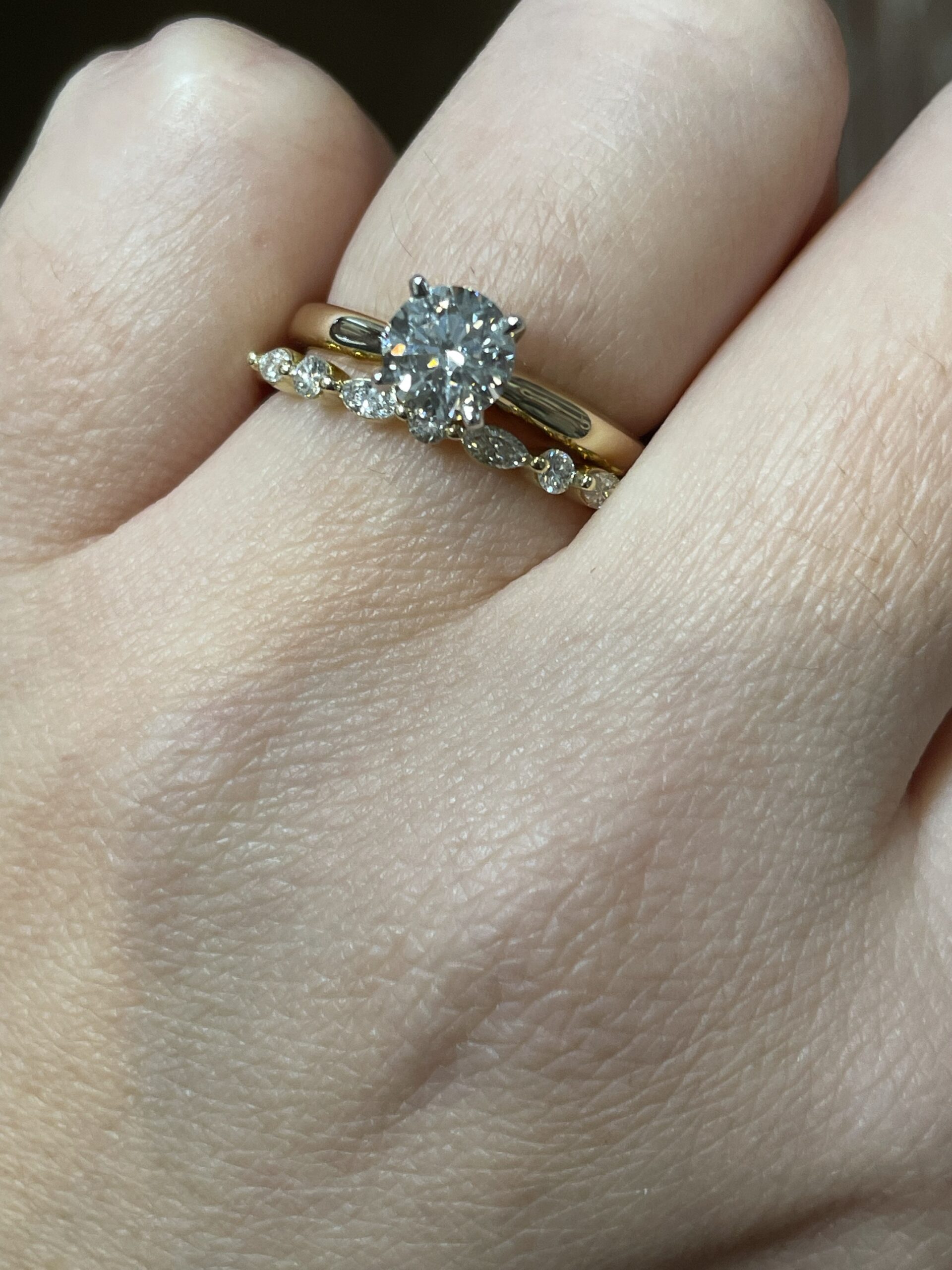 14k Yellow Gold Genuine .42 Cttw Round Brilliant Cut & Marquise Shaped Diamond Band - Image 11