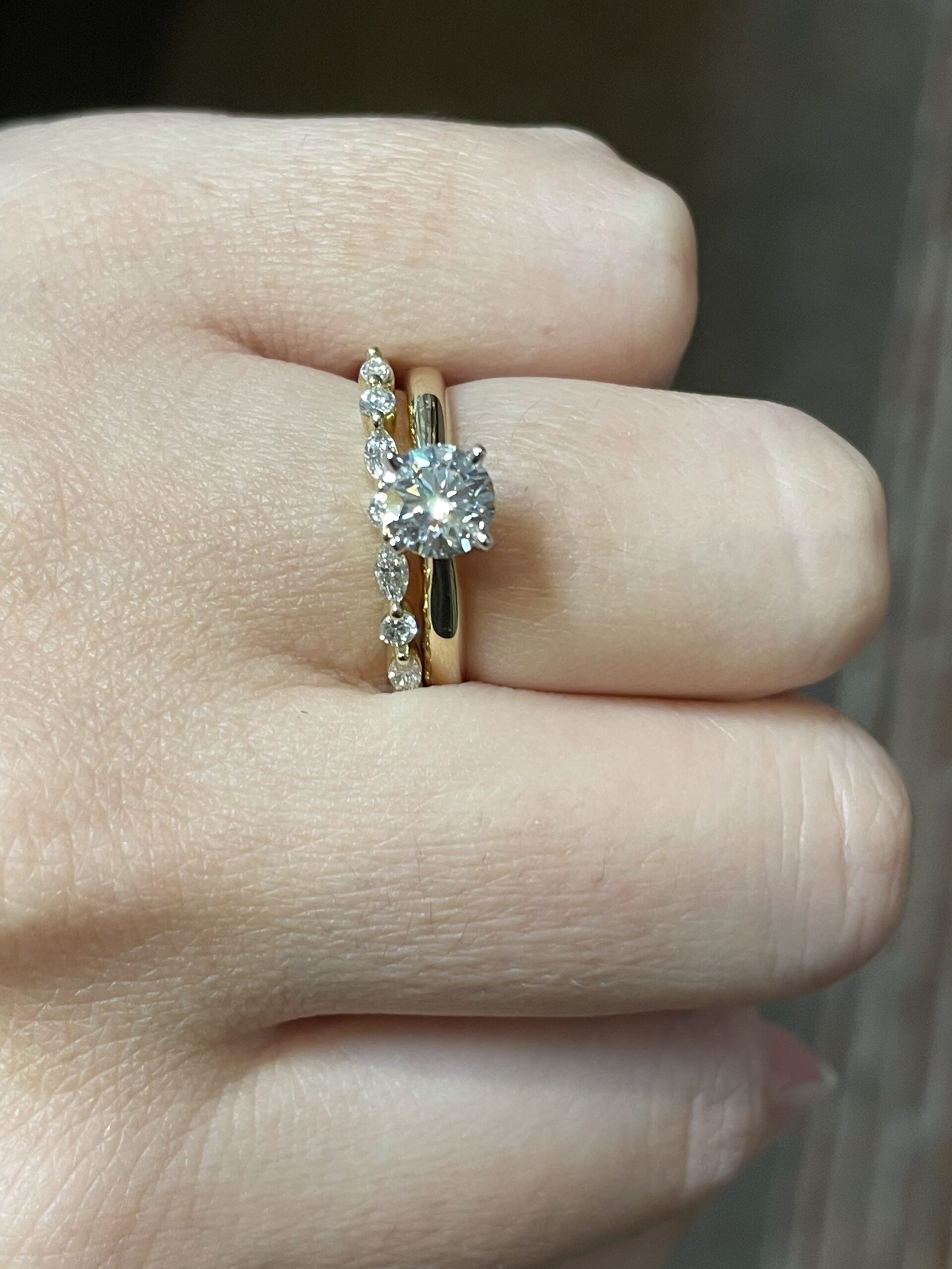 14k Yellow Gold Genuine .42 Cttw Round Brilliant Cut & Marquise Shaped Diamond Band - Image 12