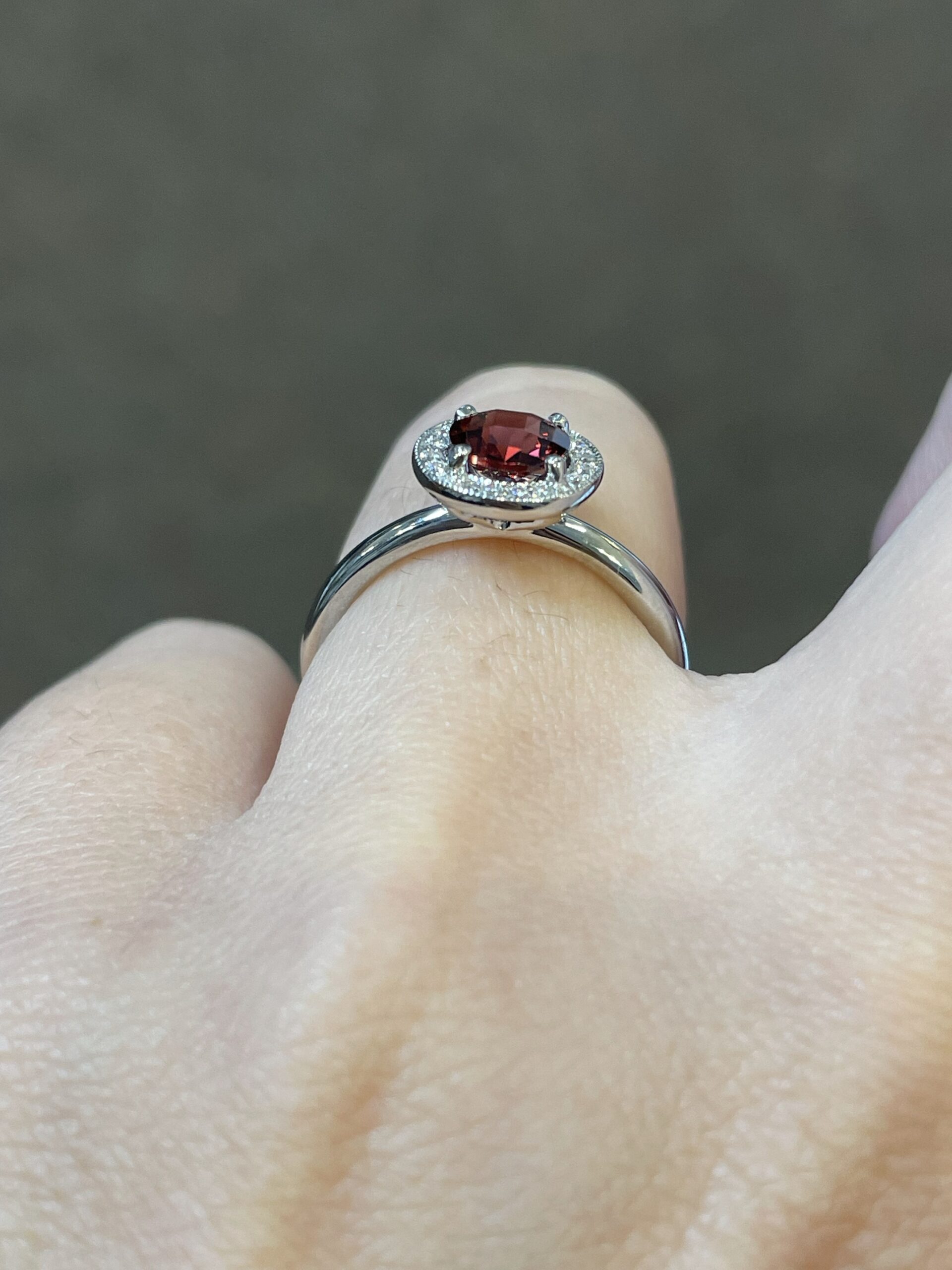 14k White Gold Genuine 1 Carat Garnet & Diamond Halo Ring - Image 10