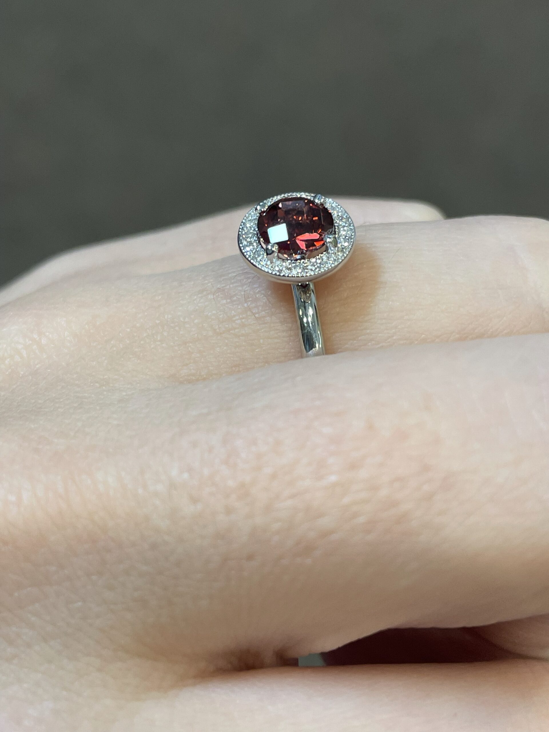 14k White Gold Genuine 1 Carat Garnet & Diamond Halo Ring - Image 8