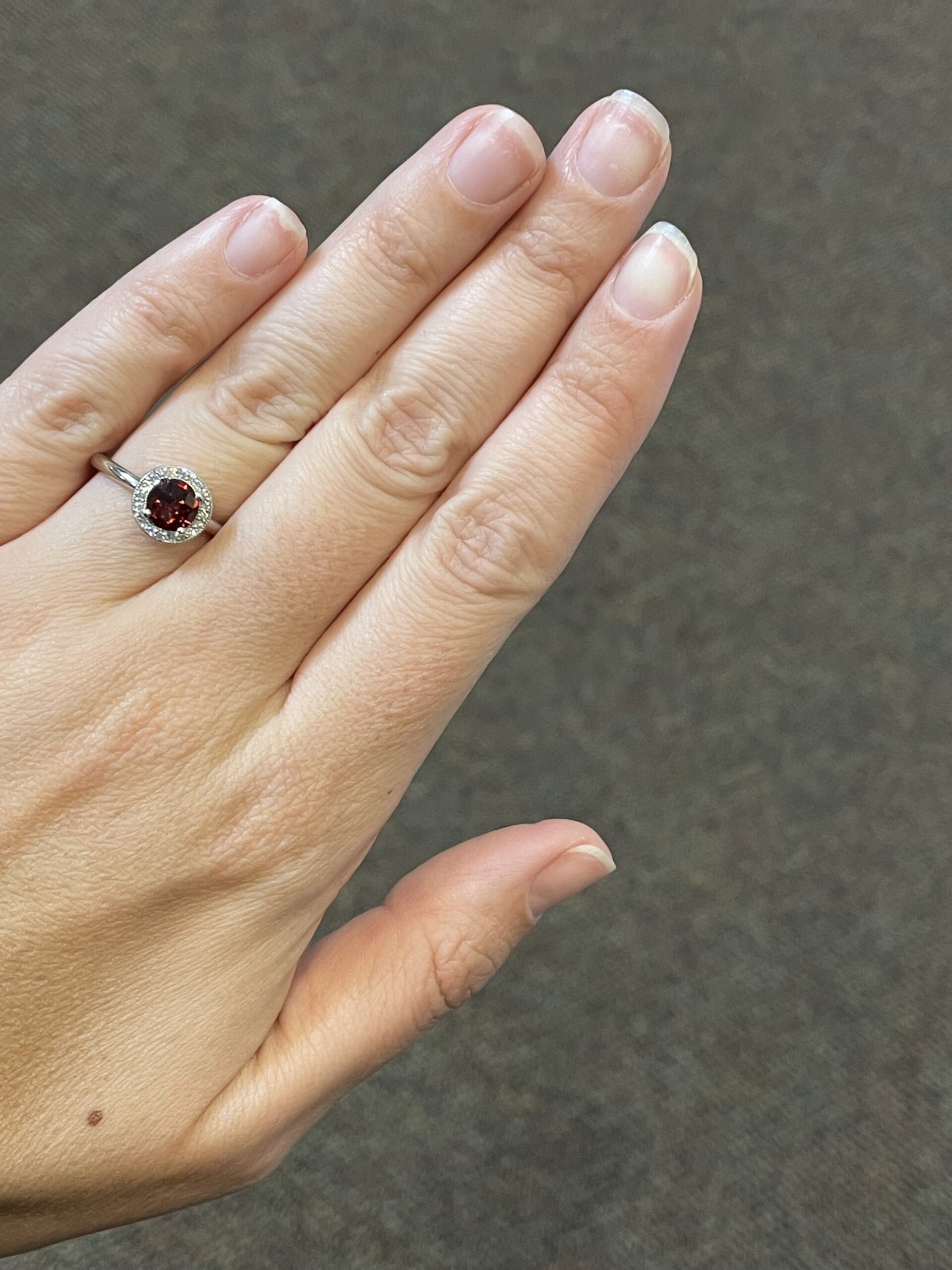 14k White Gold Genuine 1 Carat Garnet & Diamond Halo Ring - Image 6