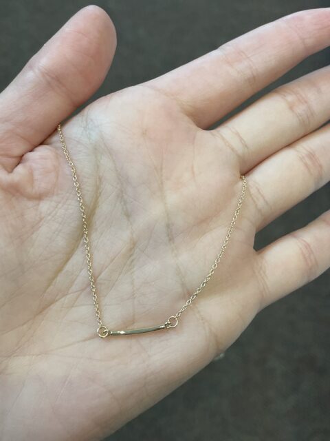 14k Yellow Gold Delicate Bar Necklace