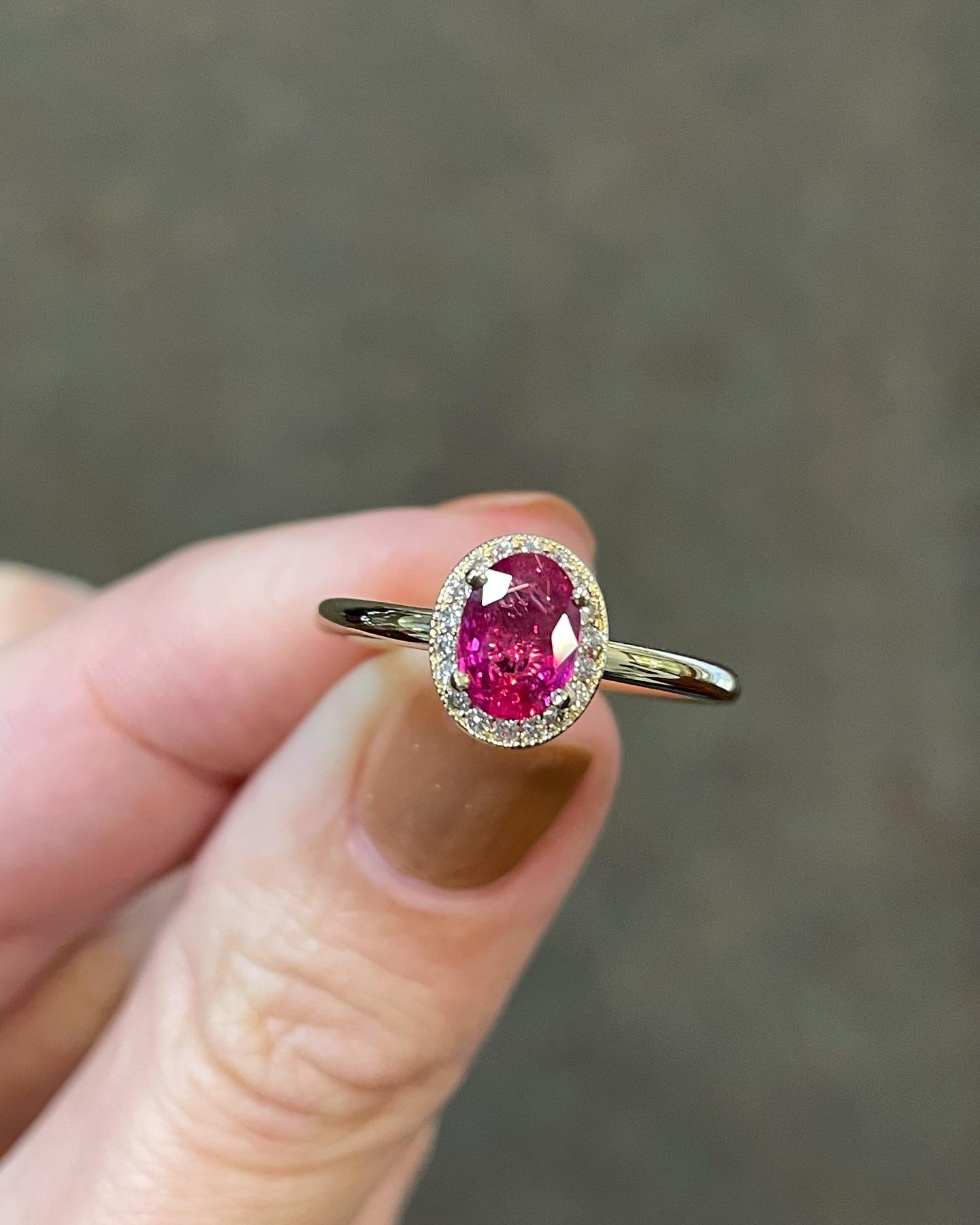 14k Yellow Gold Genuine .85 Cttw Ruby & Diamond Halo Ring With Tubular Shank - Image 10