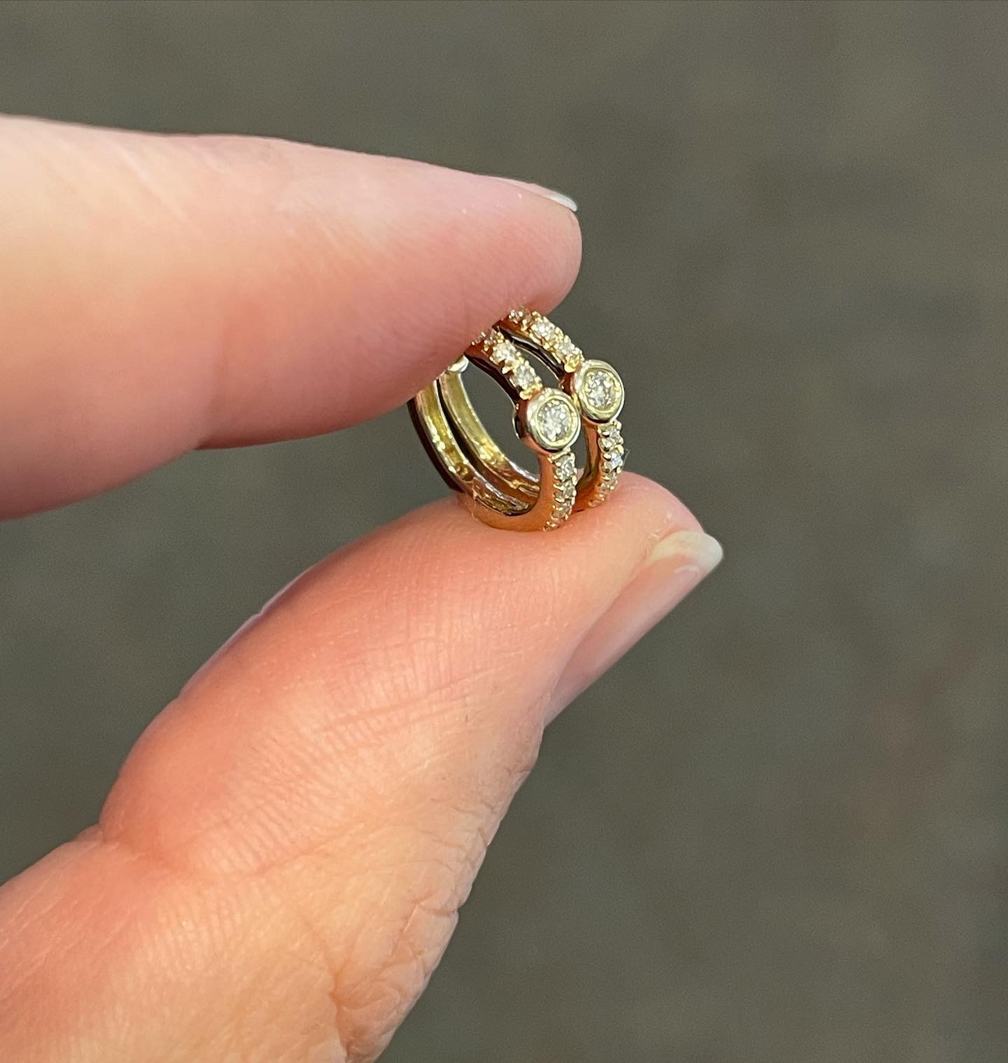 14k Yellow Gold Genuine Bezel Set Round Brilliant Cut Diamond Huggie Earrings - Image 5