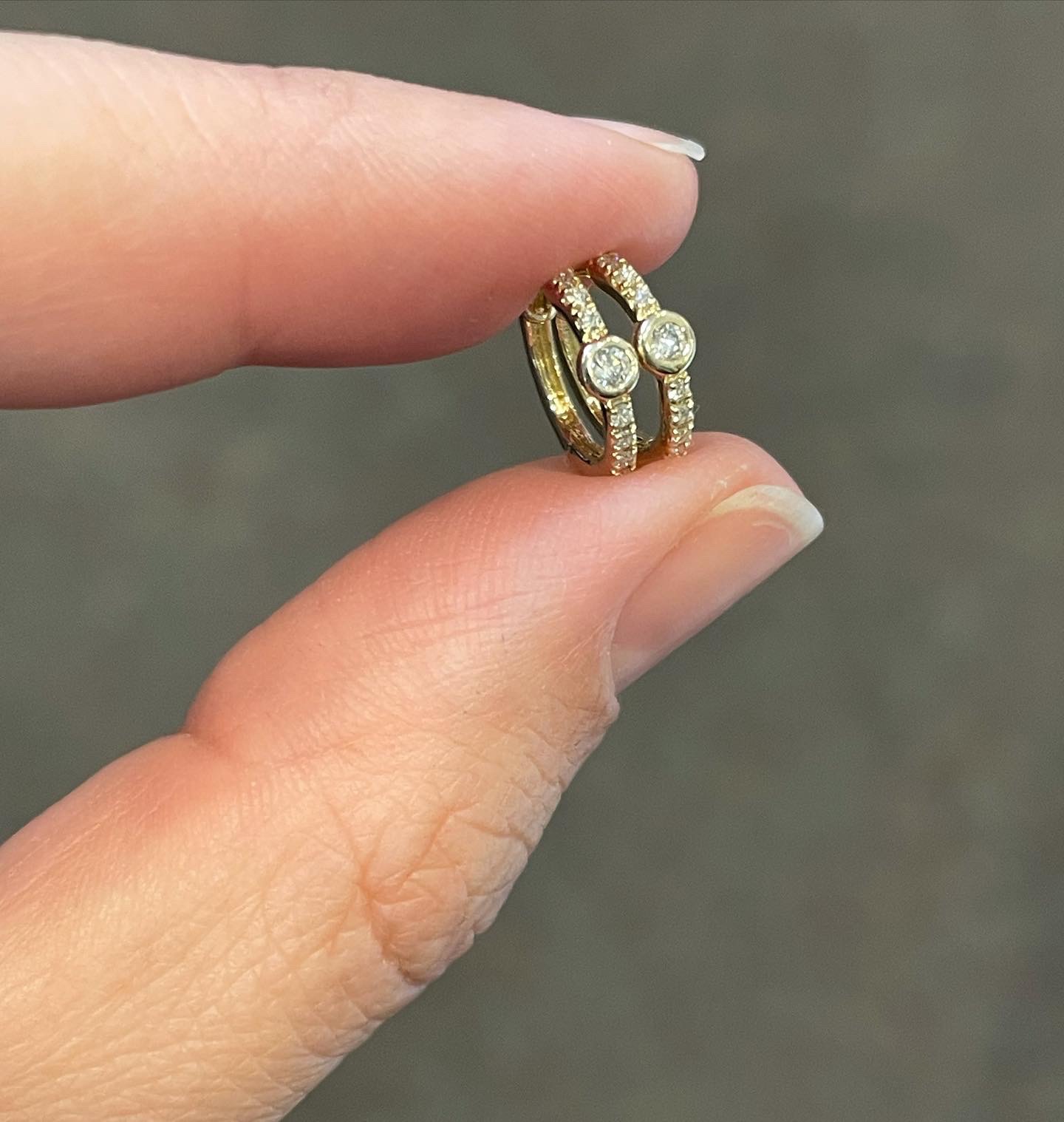 14k Yellow Gold Genuine Bezel Set Round Brilliant Cut Diamond Huggie Earrings - Image 4