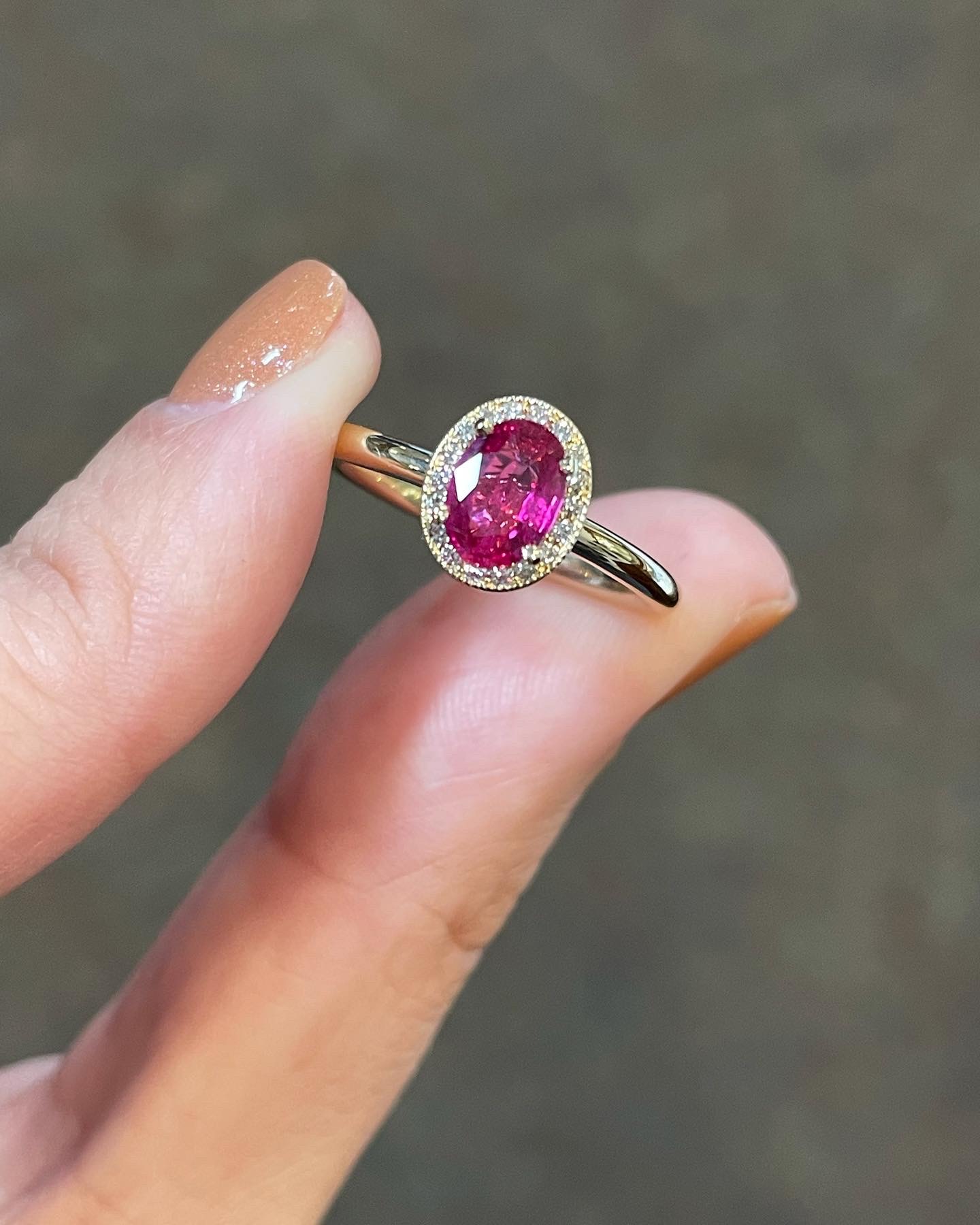 14k Yellow Gold Genuine .85 Cttw Ruby & Diamond Halo Ring With Tubular Shank - Image 4