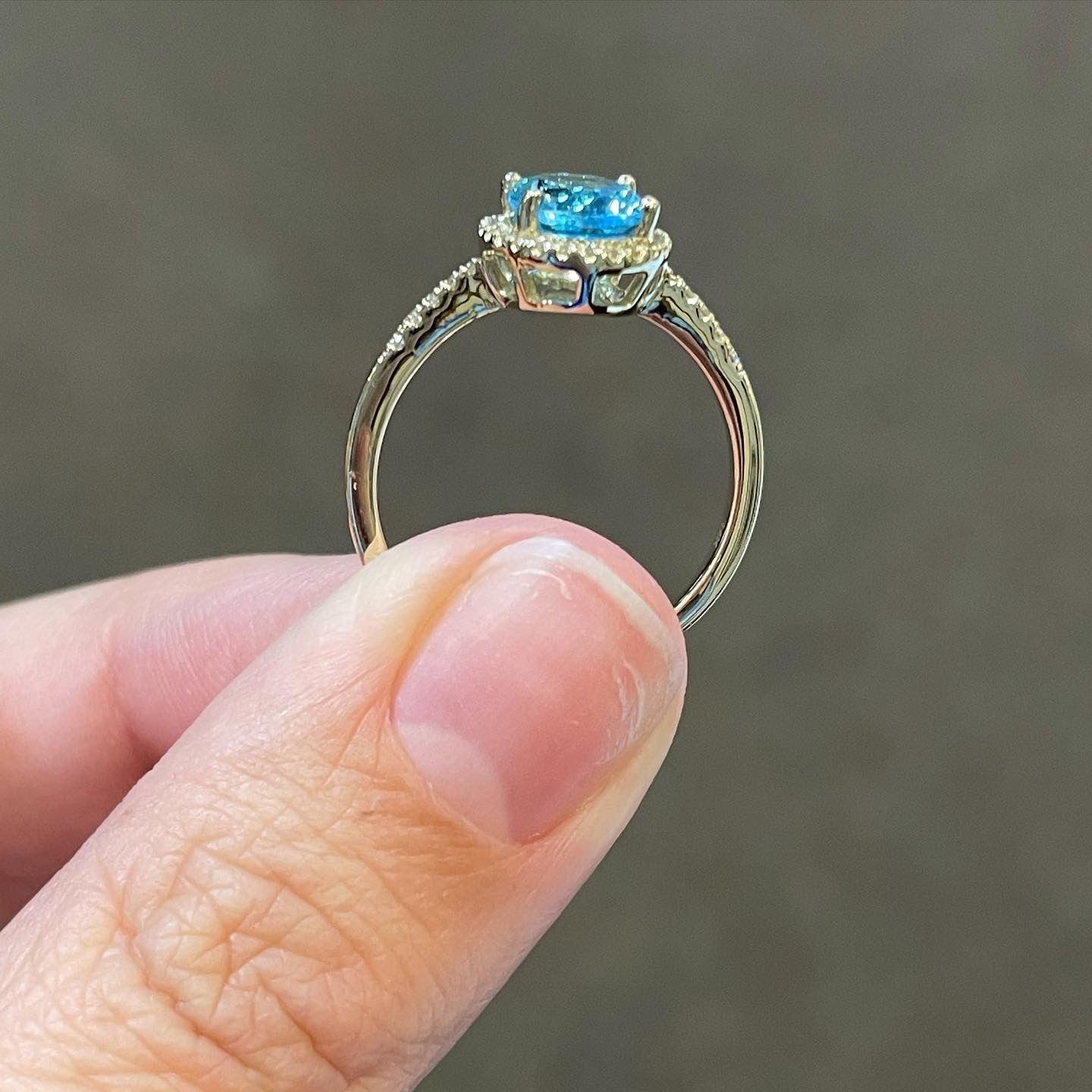 14k Yellow Gold Genuine 1.14 Cttw Blue Topaz & Diamond Halo Ring - Image 19