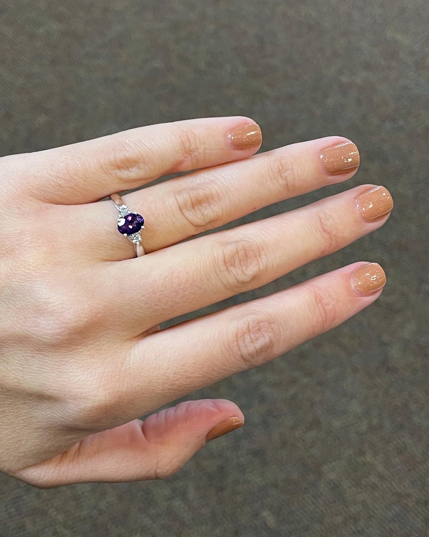 14k White Gold Genuine .70 Cttw Amethyst & Diamond 3 Stone Ring - Image 12