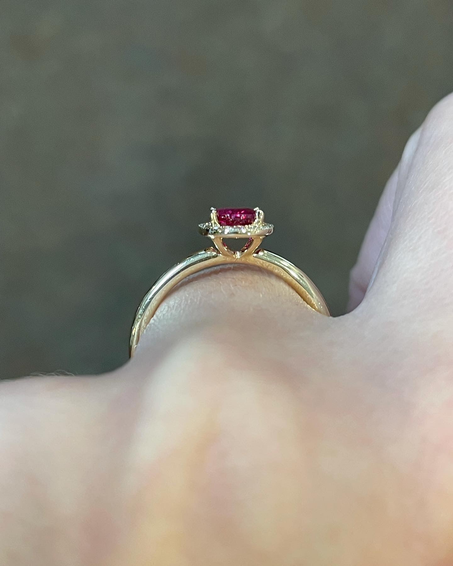 14k Yellow Gold Genuine .85 Cttw Ruby & Diamond Halo Ring With Tubular Shank - Image 23