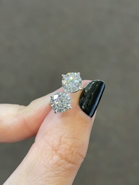 14k White Gold 2 Cttw CZ 4 Prong Stud Earrings