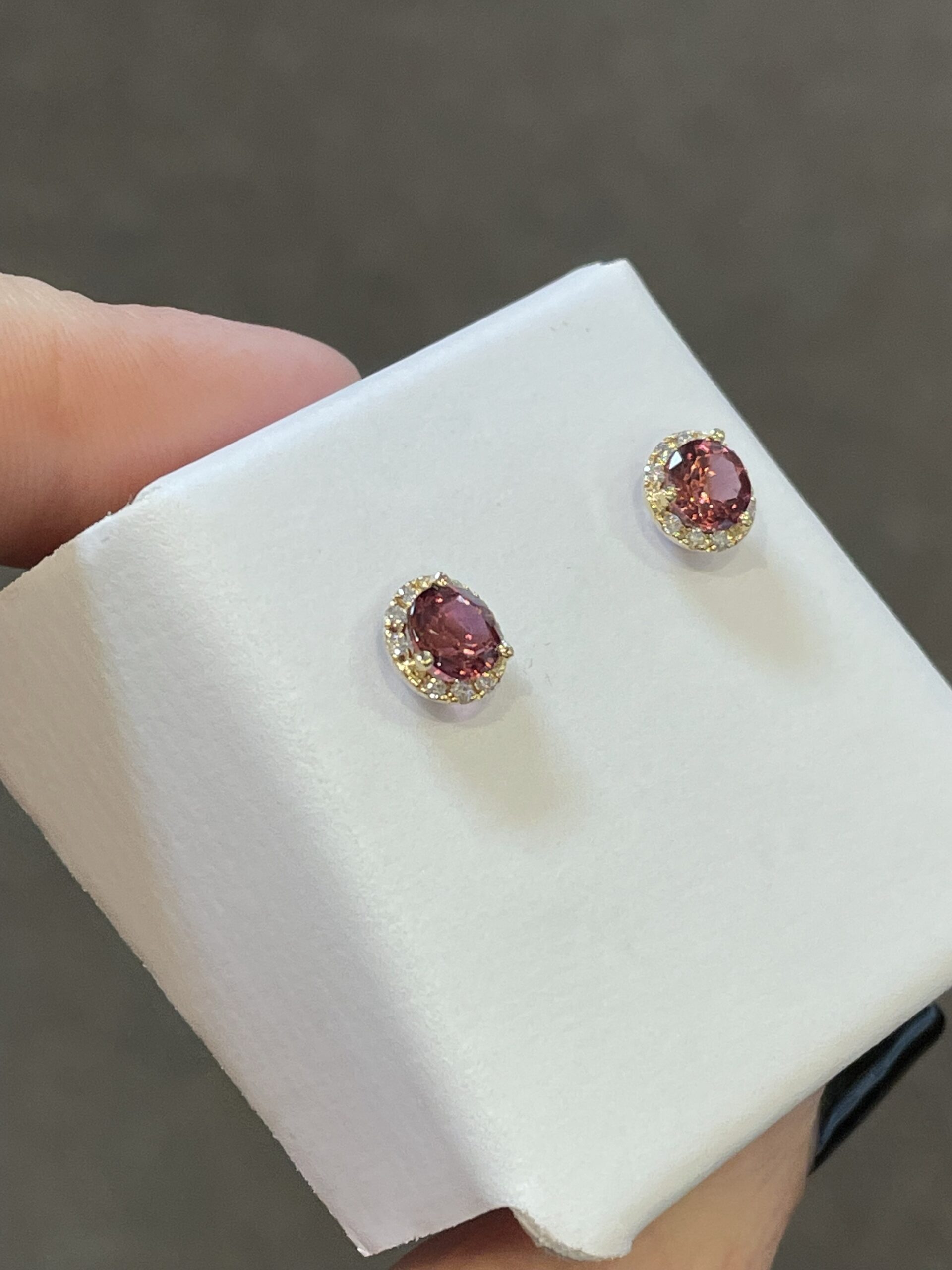 14k Yellow Gold Genuine 1.12 Cttw Pink Tourmaline & Diamond Halo Stud Earrings - Image 6