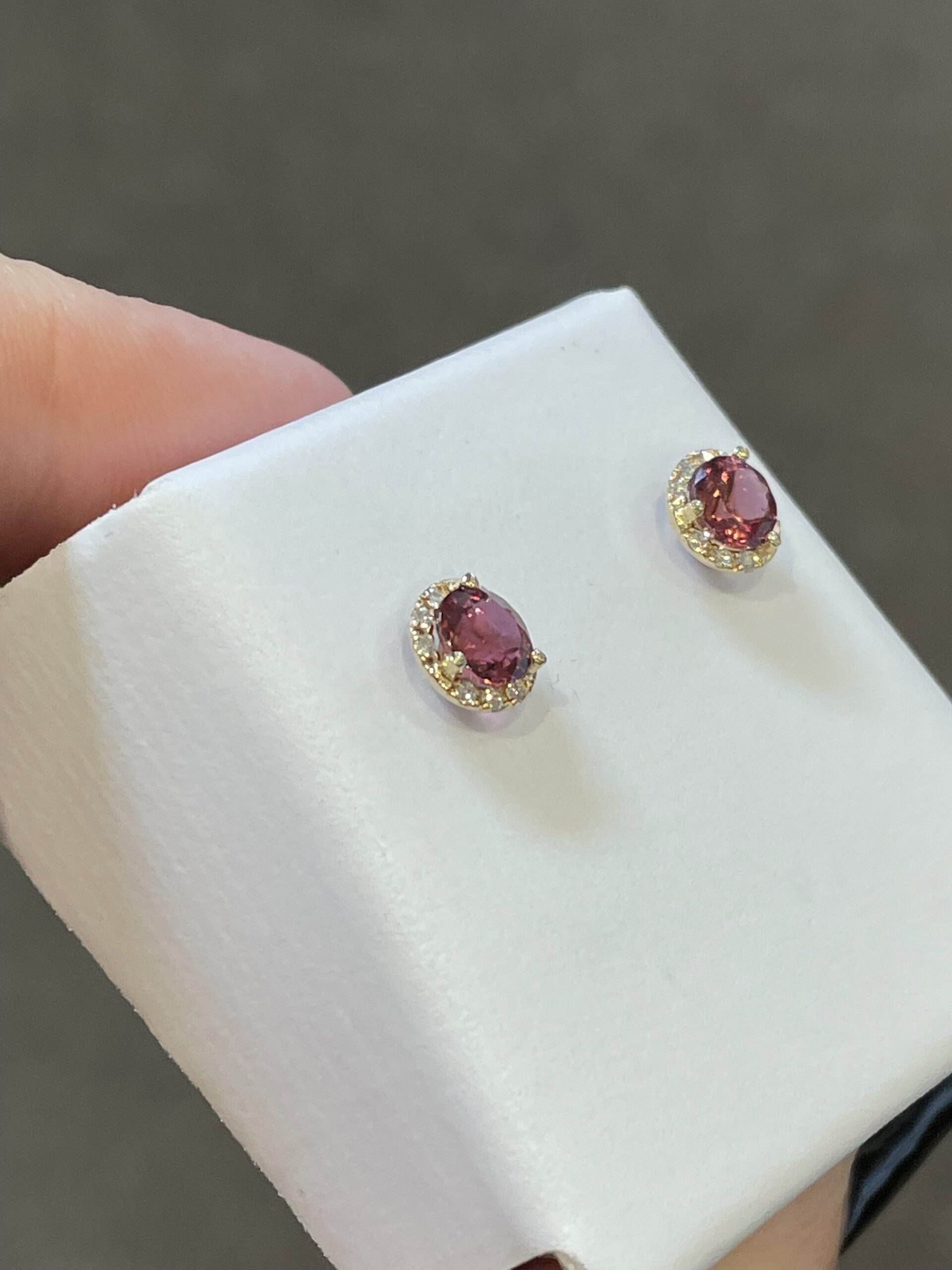 14k Yellow Gold Genuine 1.12 Cttw Pink Tourmaline & Diamond Halo Stud Earrings - Image 7