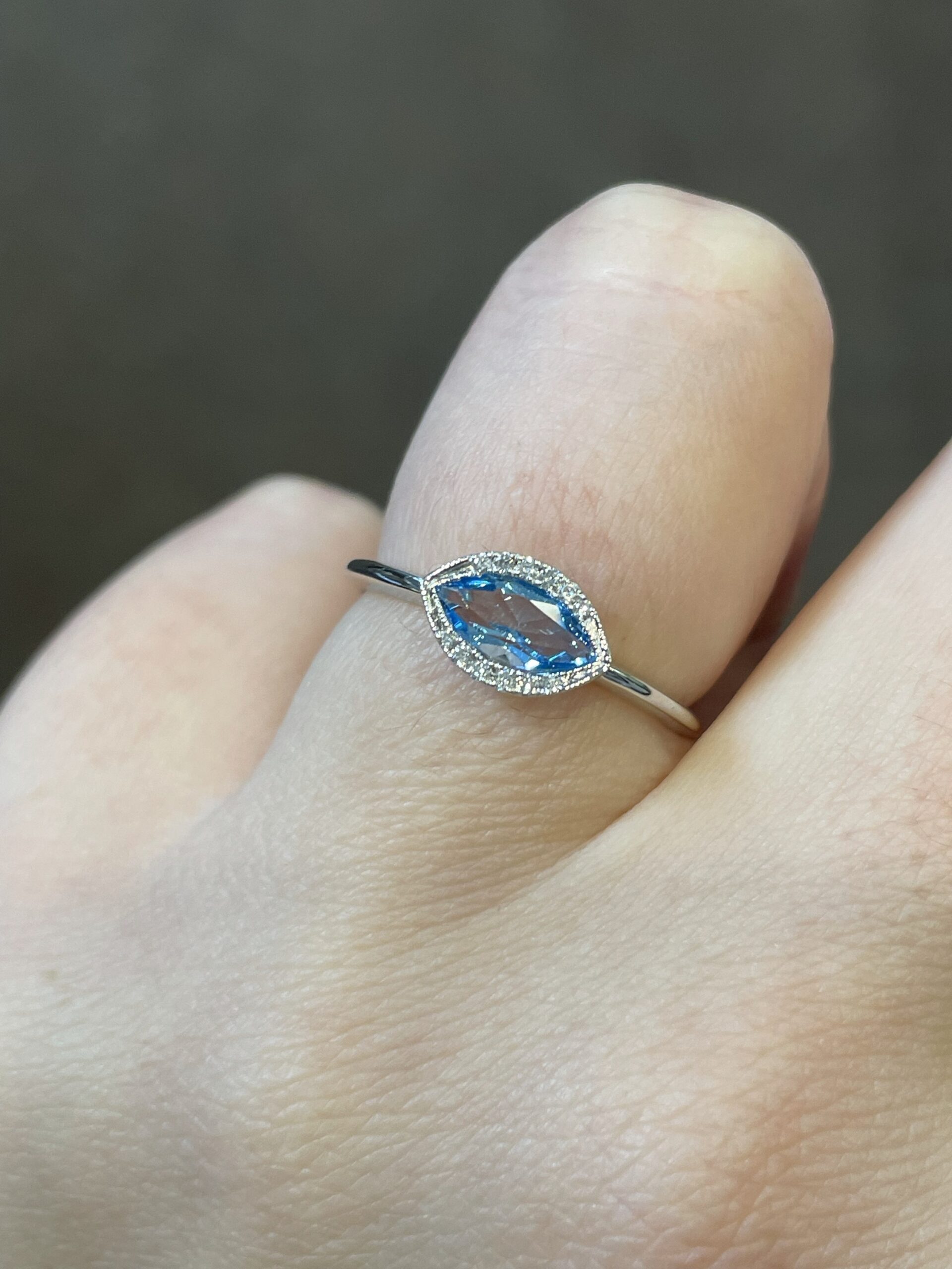 14k White Gold Genuine .55 Cttw Blue Topaz & Diamond Bezel Set Ring - Image 15