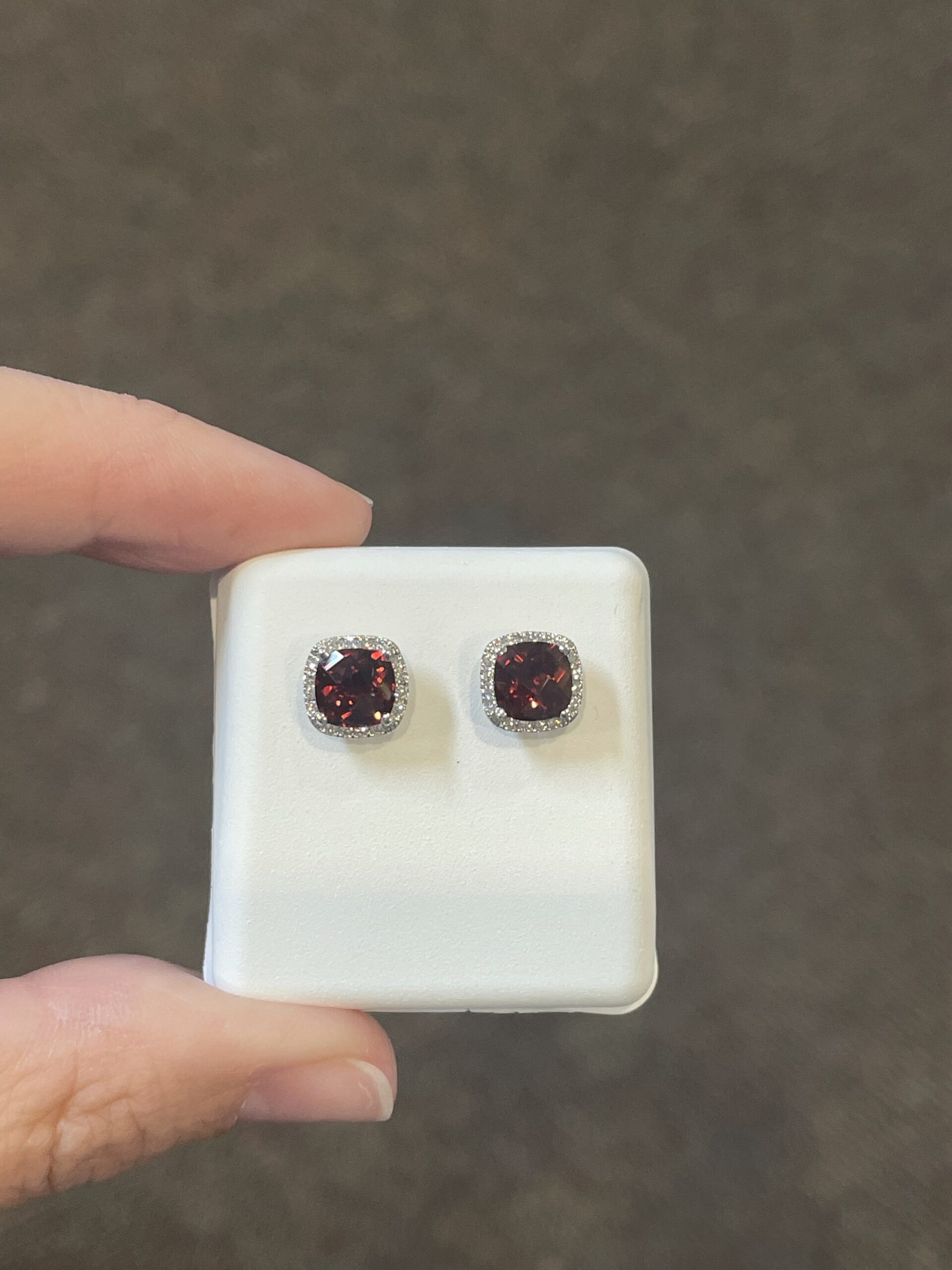 14k White Gold Genuine 2.30 Cttw Garnet & Diamond Halo Stud Earrings - Image 12
