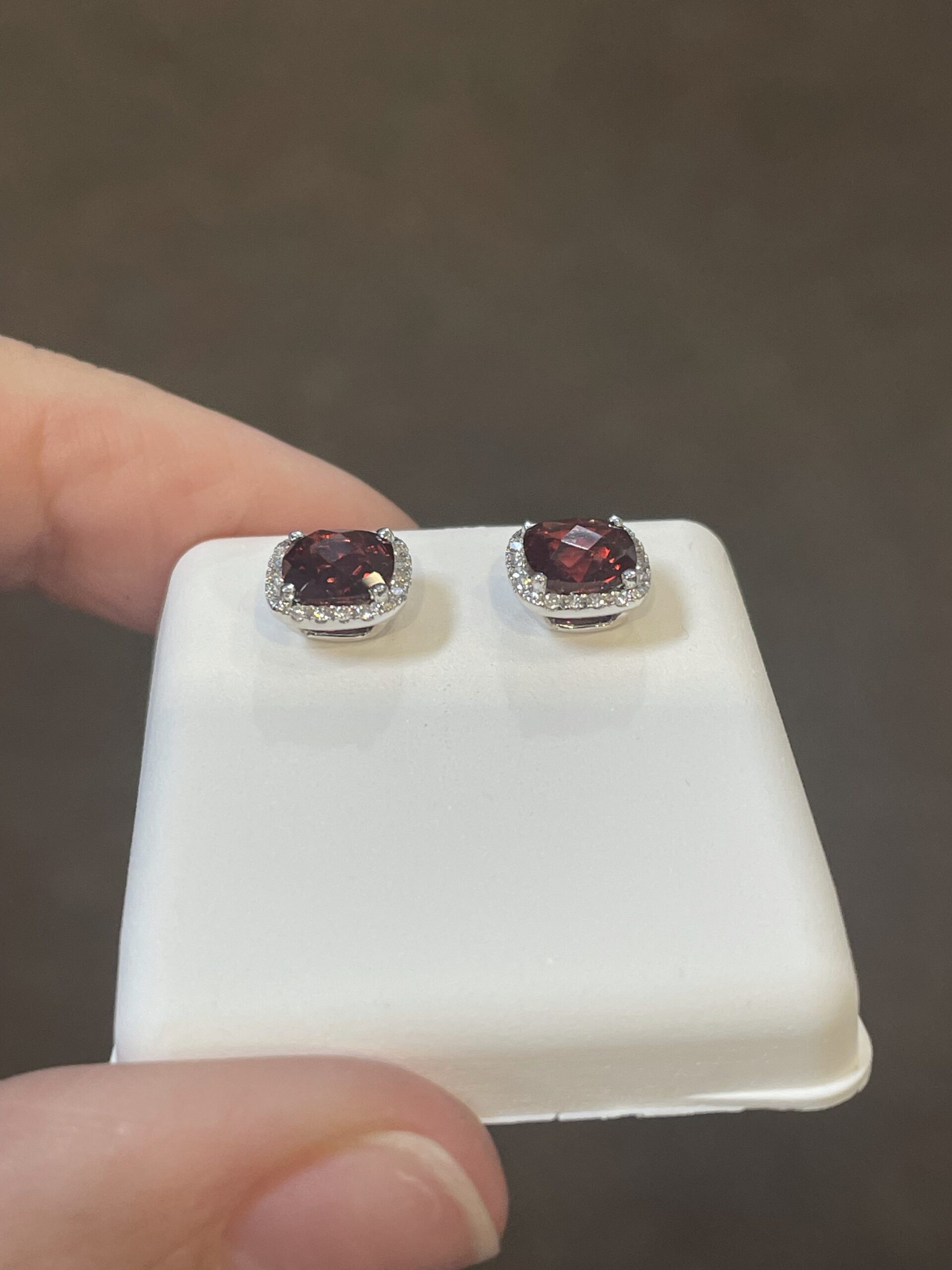 14k White Gold Genuine 2.30 Cttw Garnet & Diamond Halo Stud Earrings - Image 13