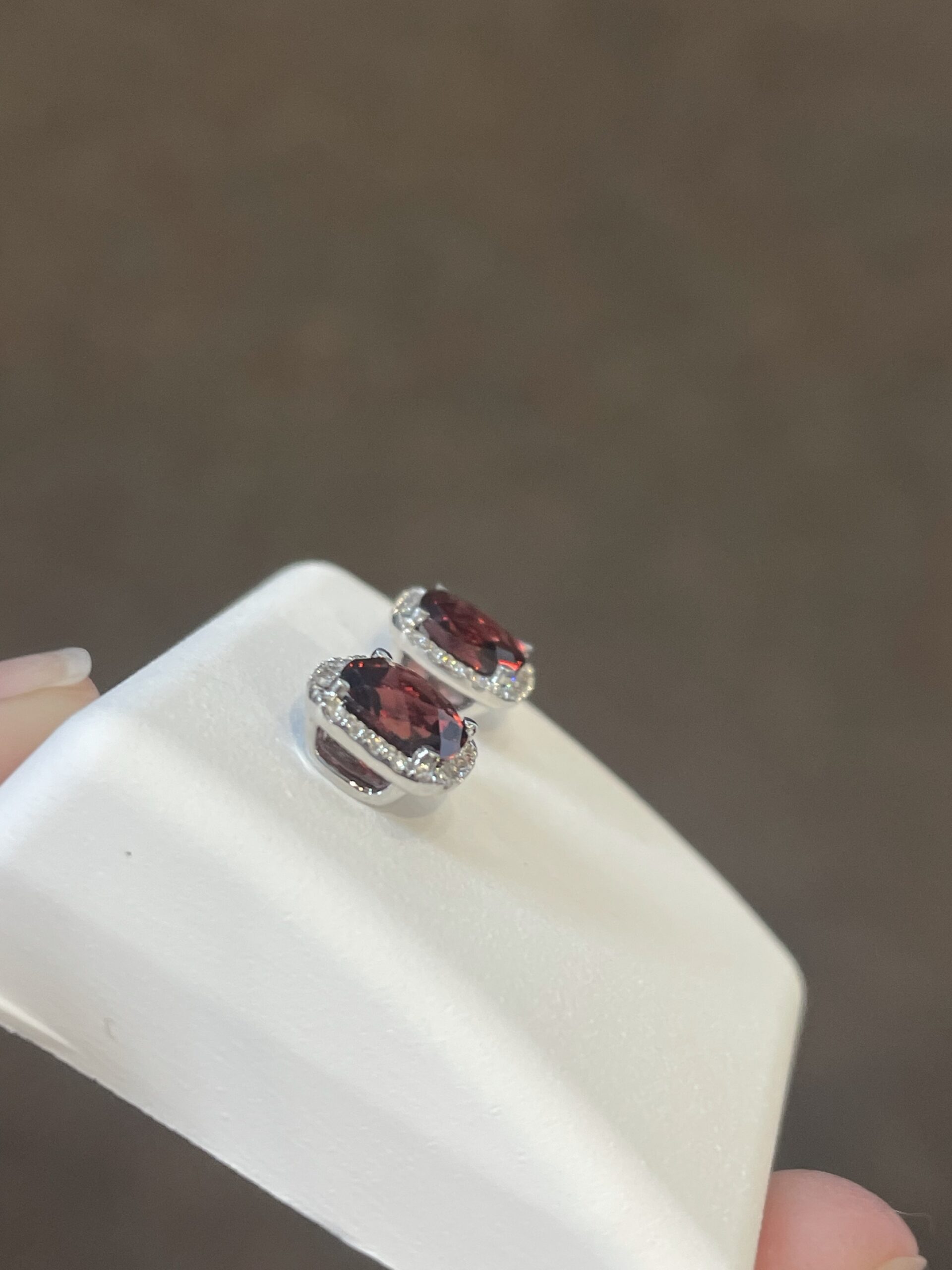 14k White Gold Genuine 2.30 Cttw Garnet & Diamond Halo Stud Earrings - Image 14