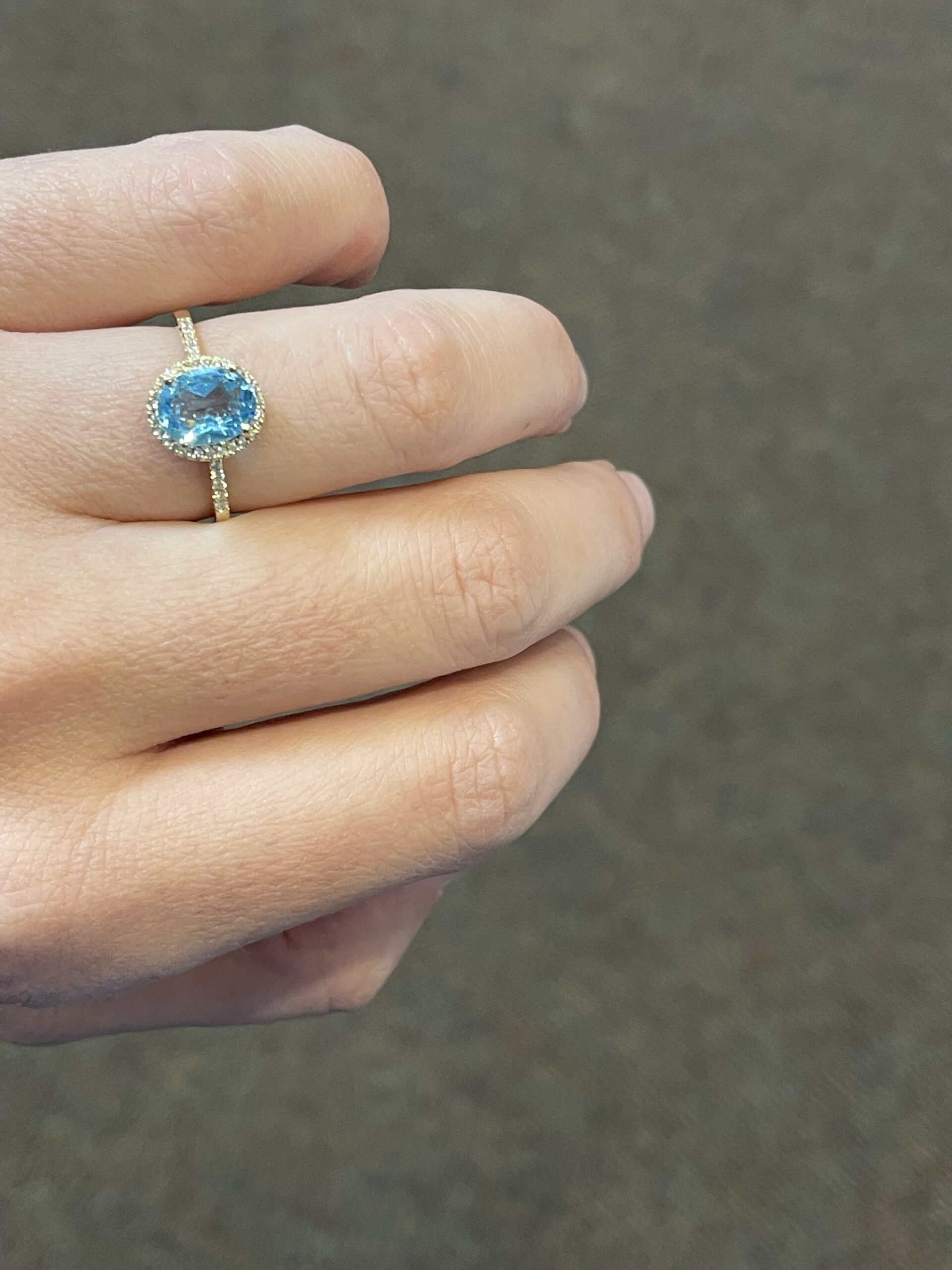 14k Yellow Gold Genuine 1.14 Cttw Blue Topaz & Diamond Halo Ring - Image 13