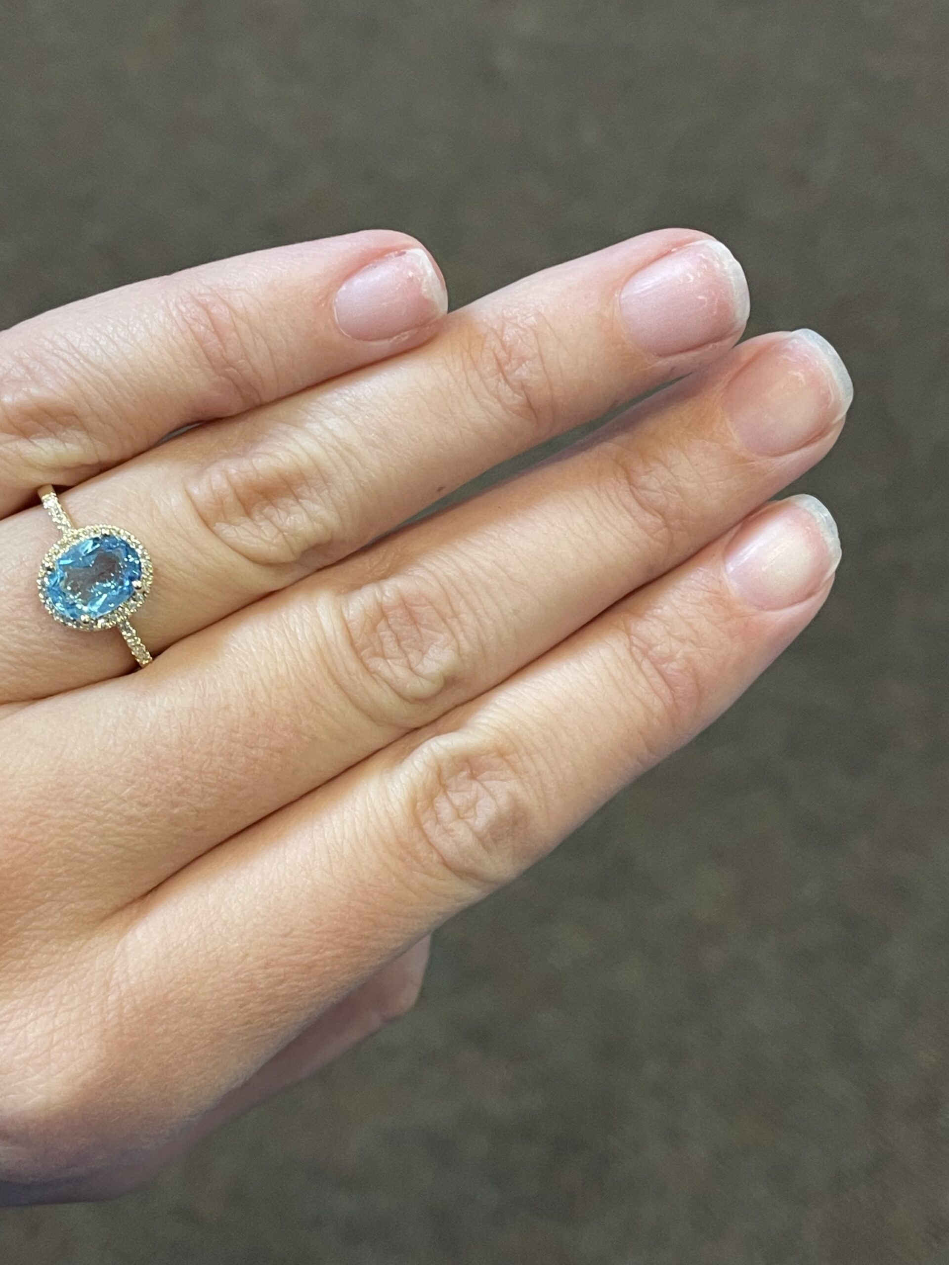 14k Yellow Gold Genuine 1.14 Cttw Blue Topaz & Diamond Halo Ring - Image 4