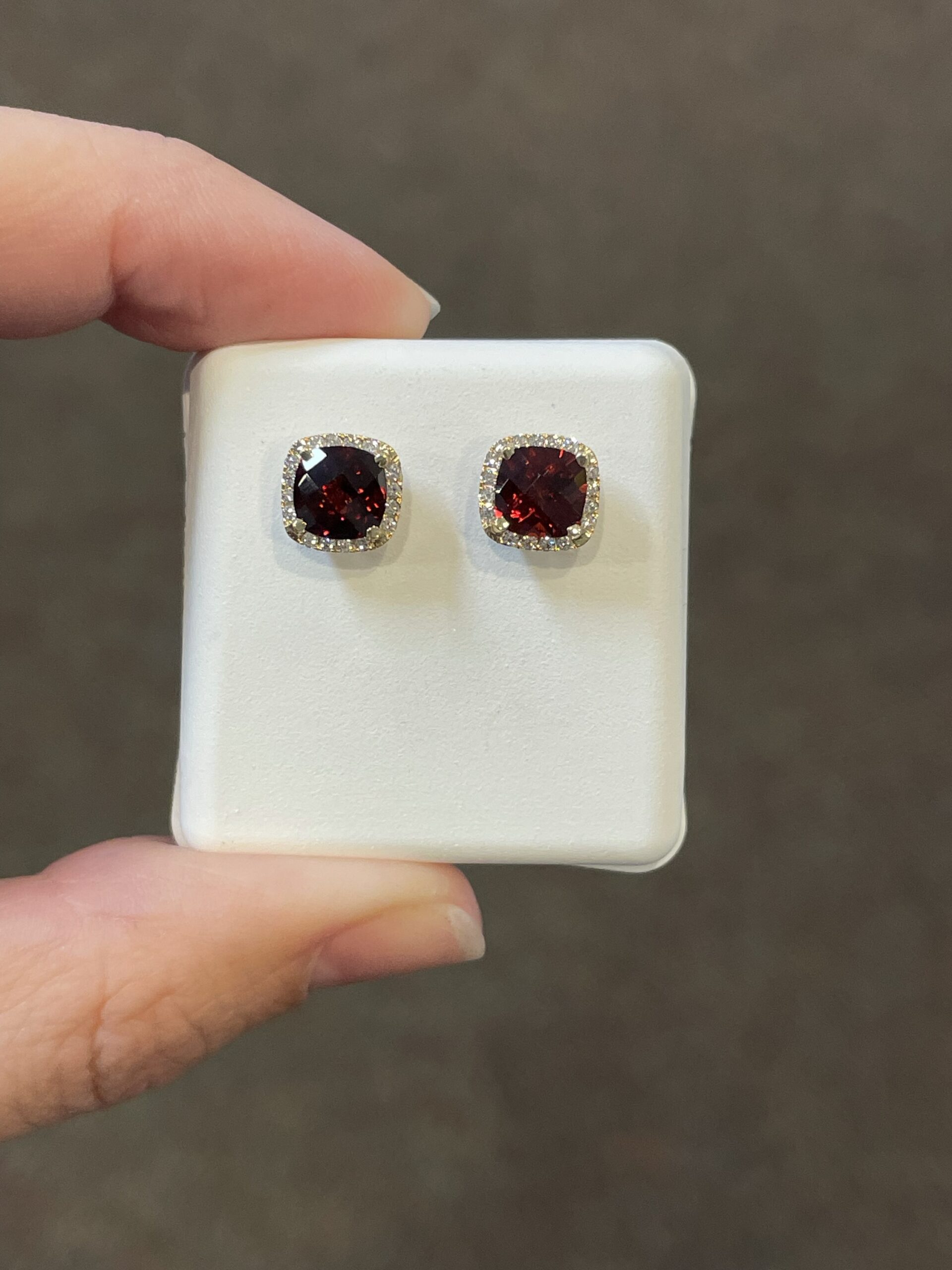 14k Yellow Gold Genuine 2.30 Cttw Garnet & Diamond Halo Stud Earrings - Image 10