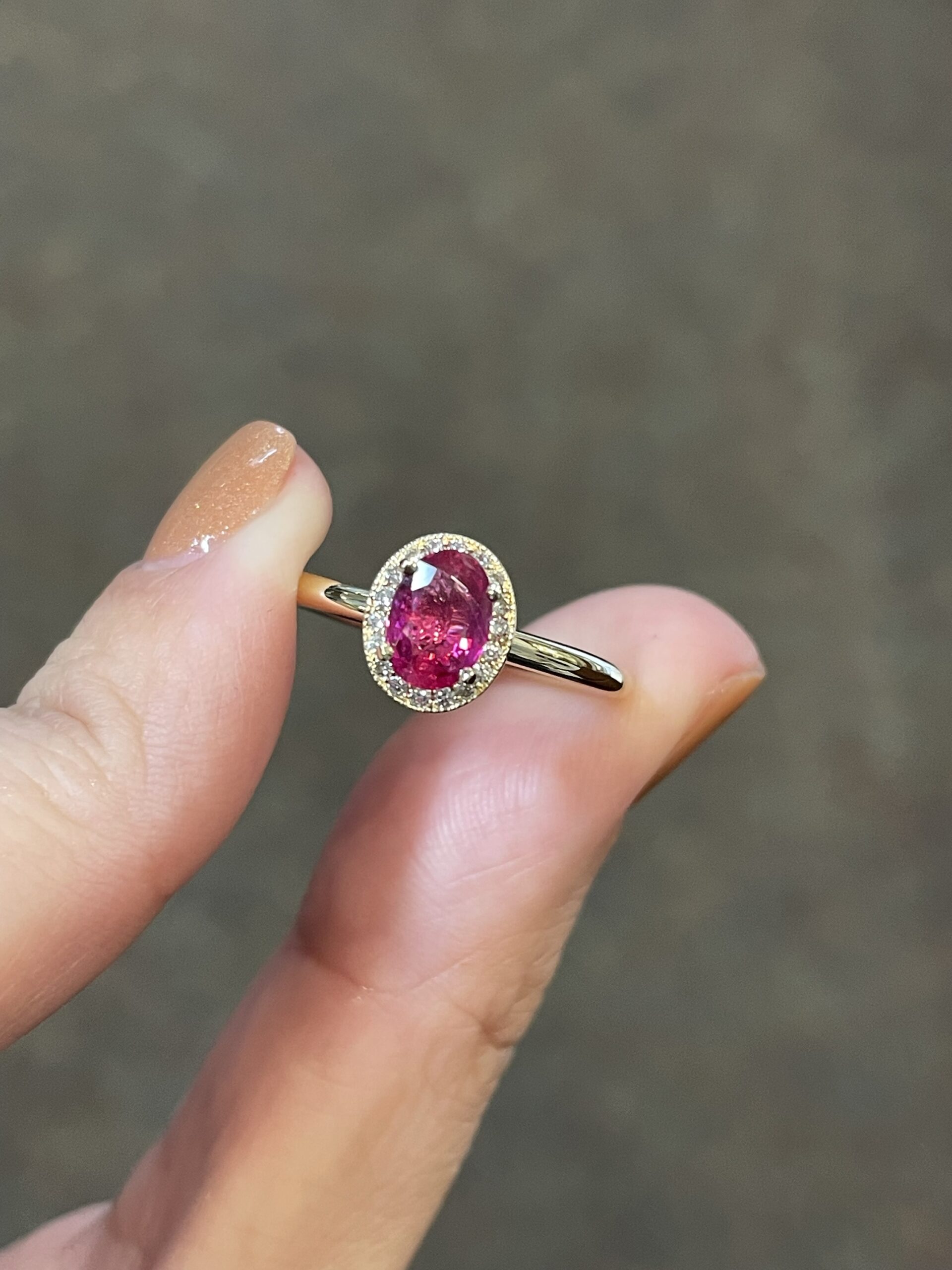 14k Yellow Gold Genuine .85 Cttw Ruby & Diamond Halo Ring With Tubular Shank - Image 7